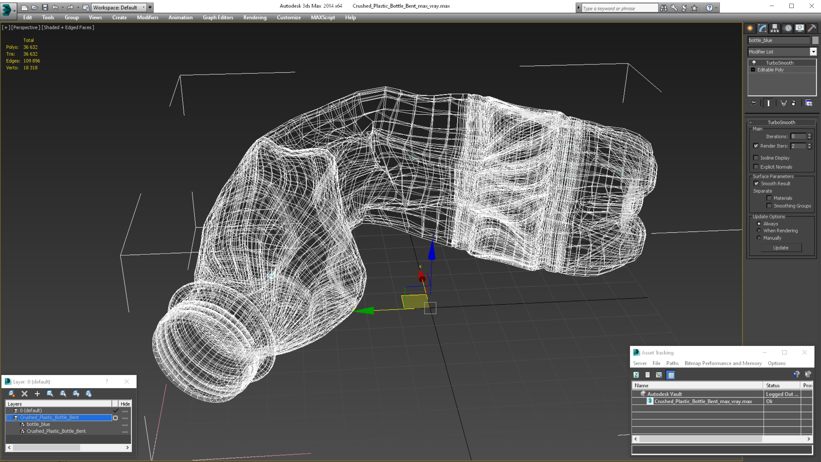 Crushed Plastic Bottle Bent 3D