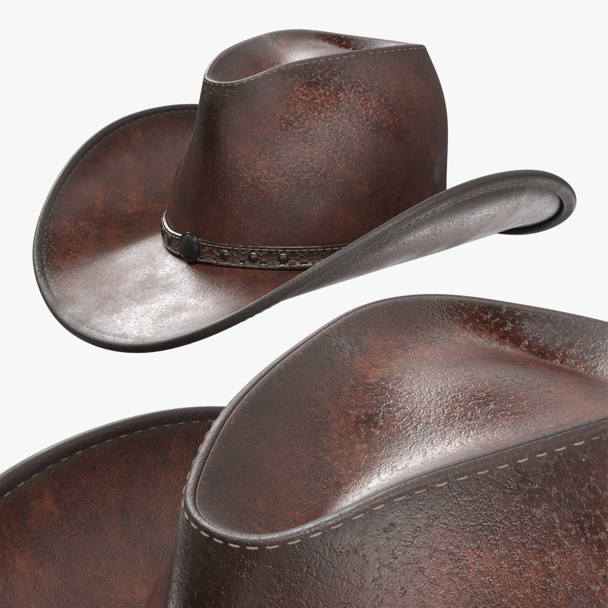 Leather Cowboy Hat Brown