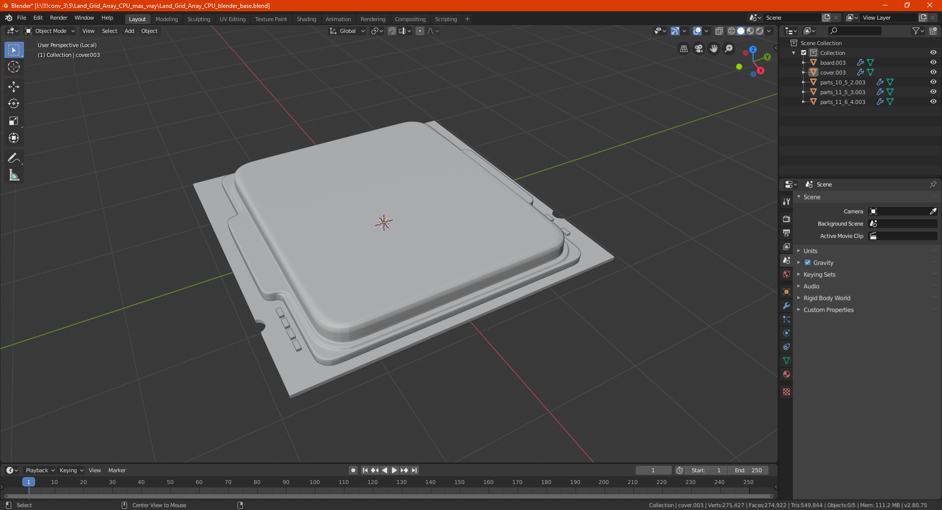 Land Grid Array CPU 3D model