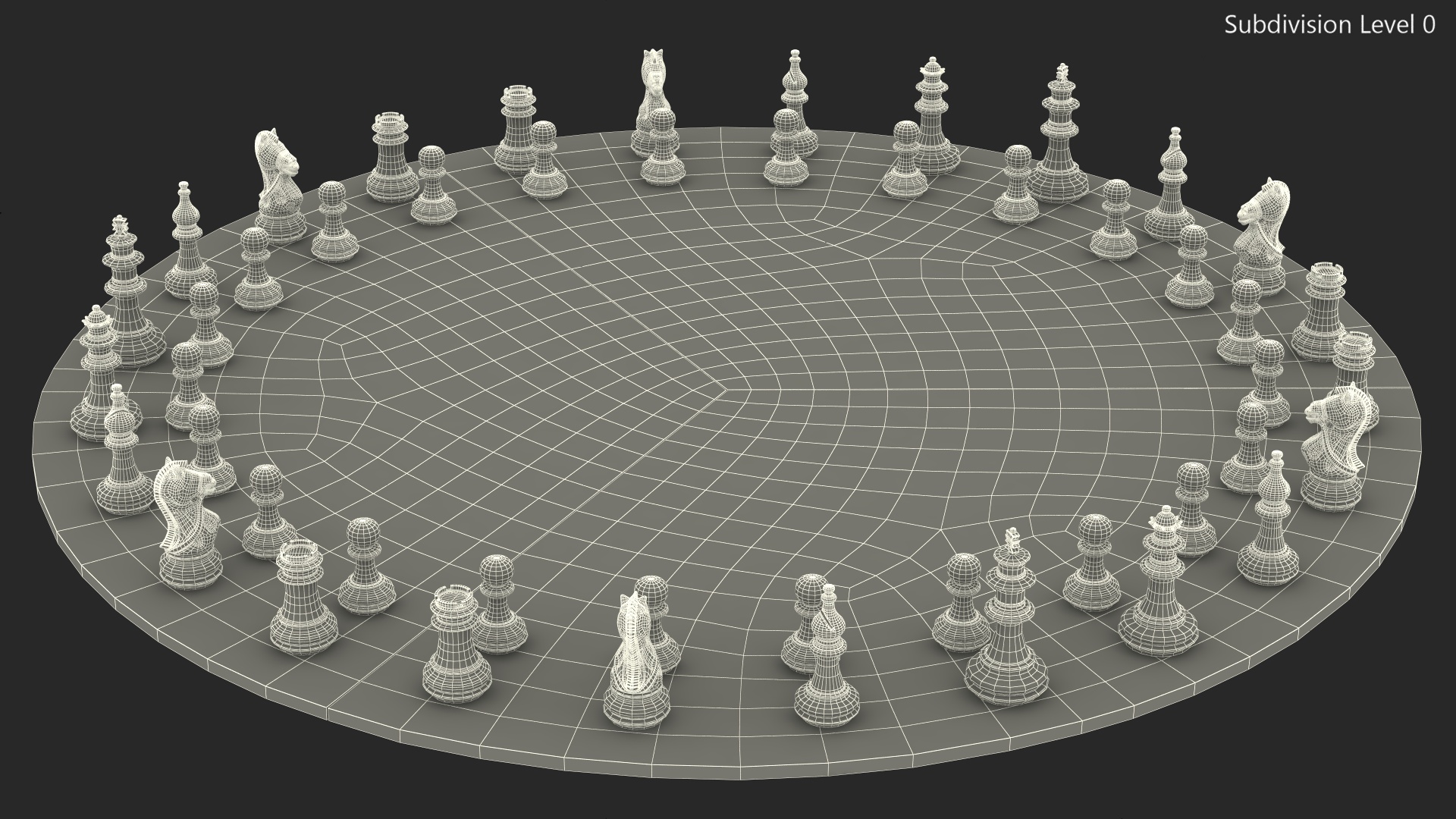Circular 3 Person Chess Set 3D