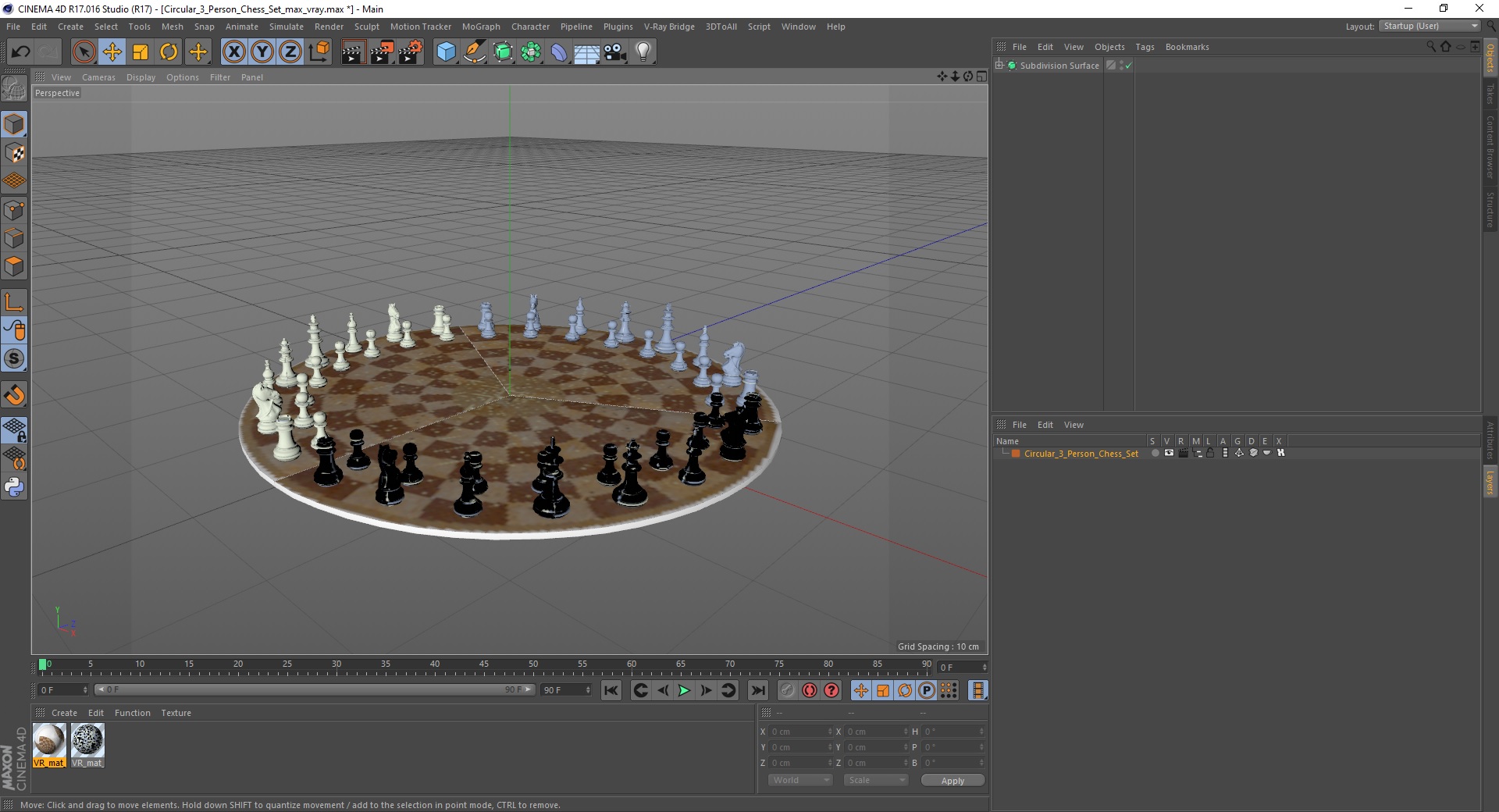 Circular 3 Person Chess Set 3D