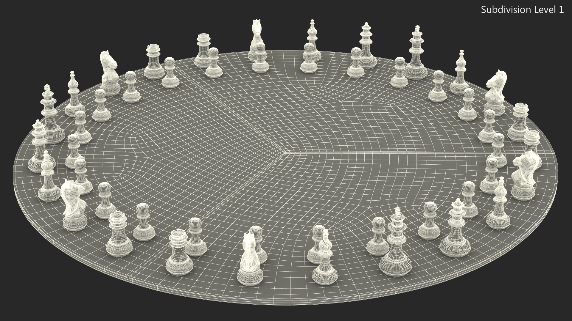 Circular 3 Person Chess Set 3D