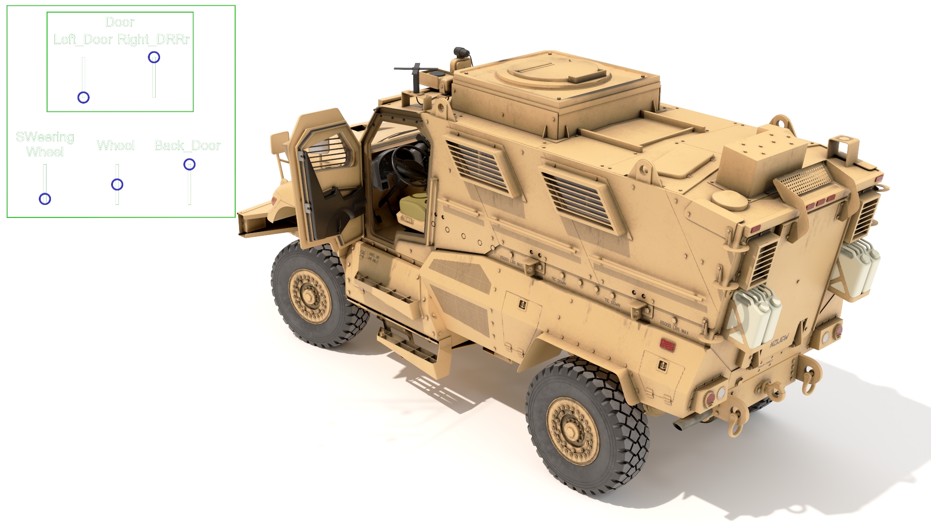Military Armored Vehicle Sandy Rigged 3D