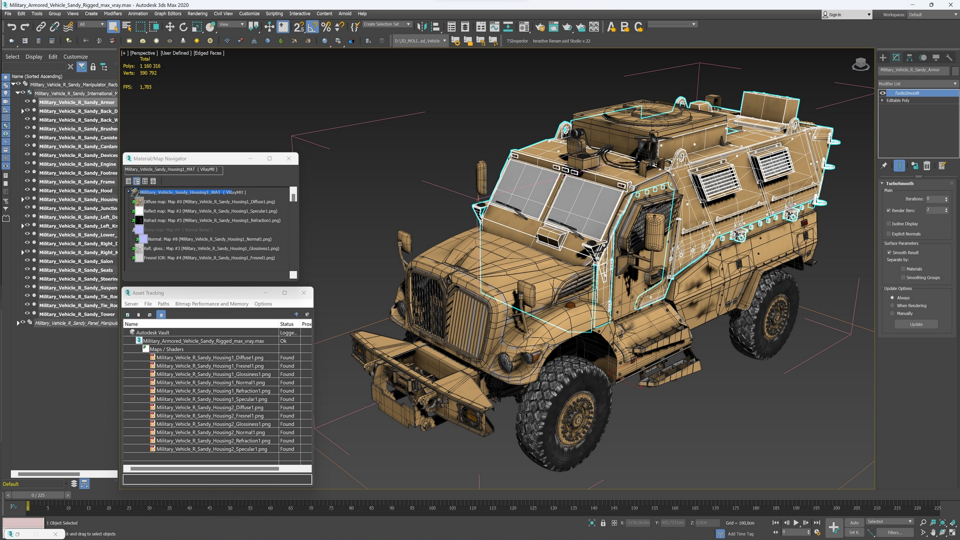 Military Armored Vehicle Sandy Rigged 3D