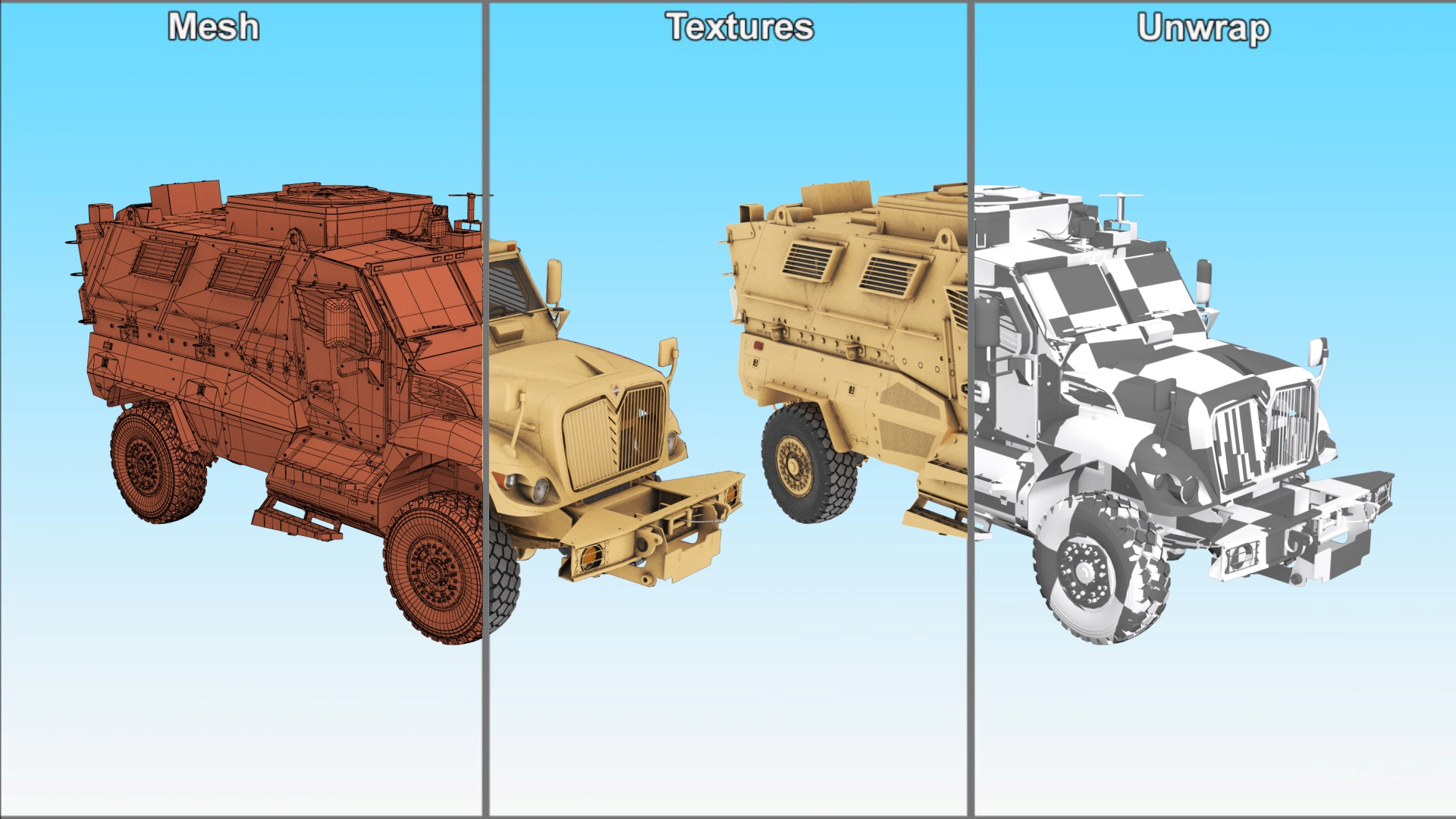 Military Armored Vehicle Sandy Rigged 3D