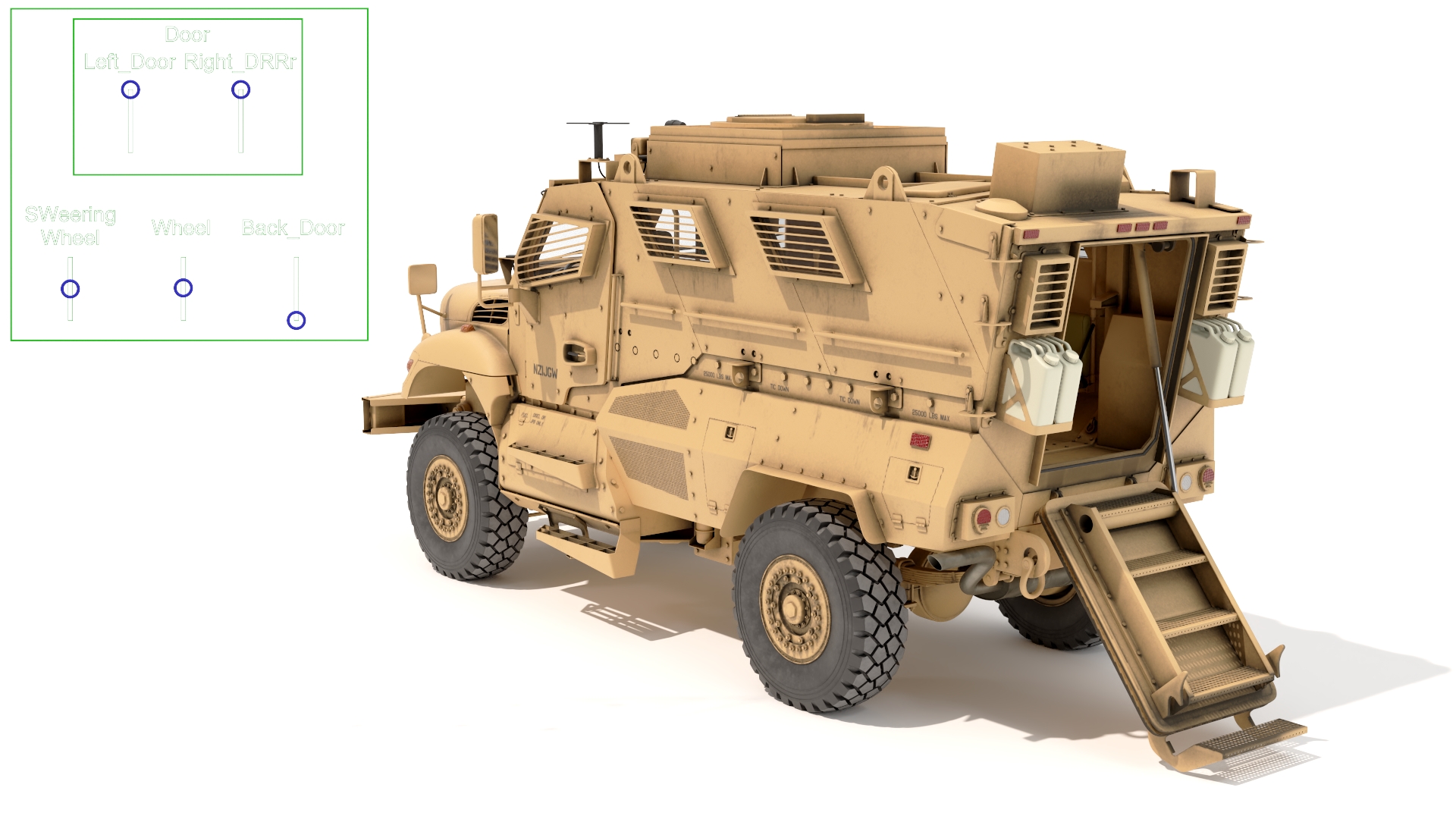 Military Armored Vehicle Sandy Rigged 3D