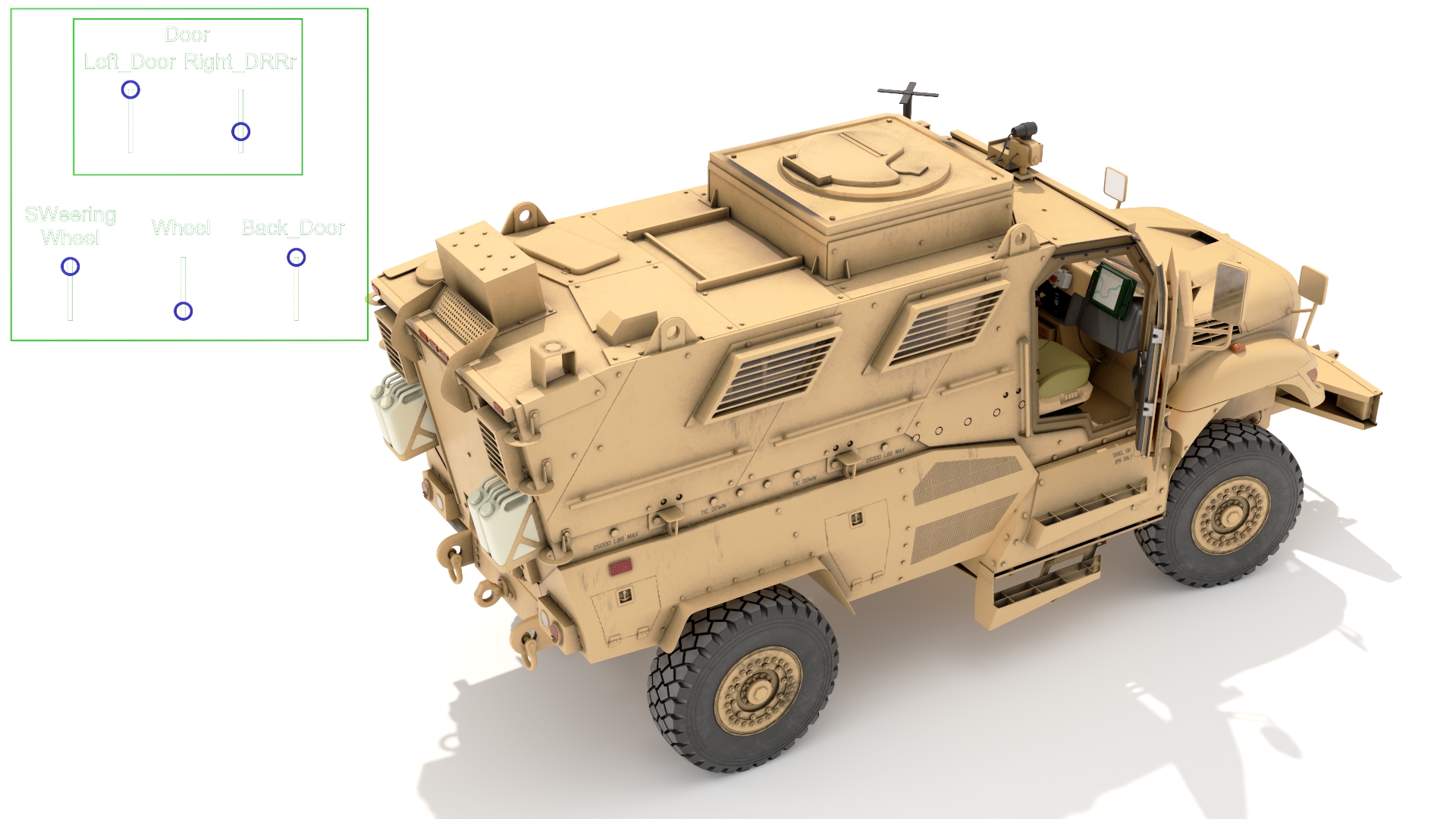 Military Armored Vehicle Sandy Rigged 3D