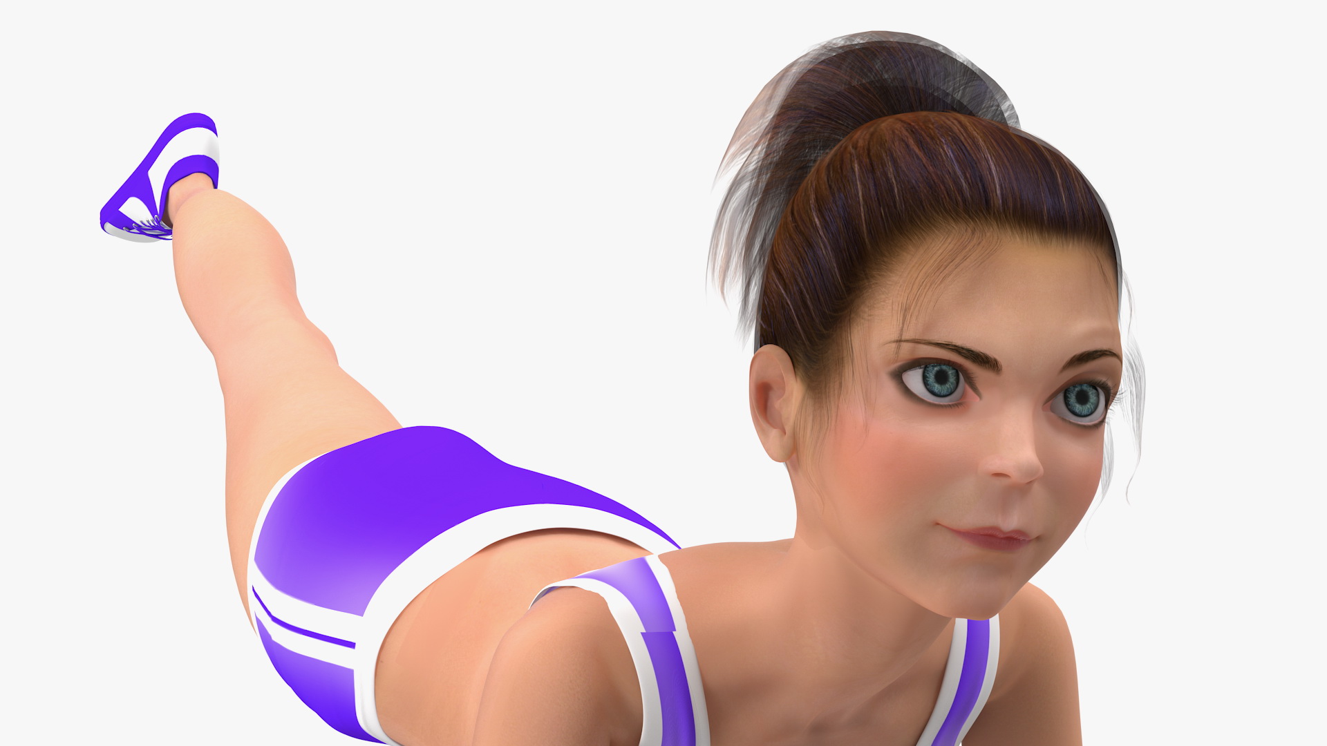 3D Cartoon Young Girl Doing Exercise model