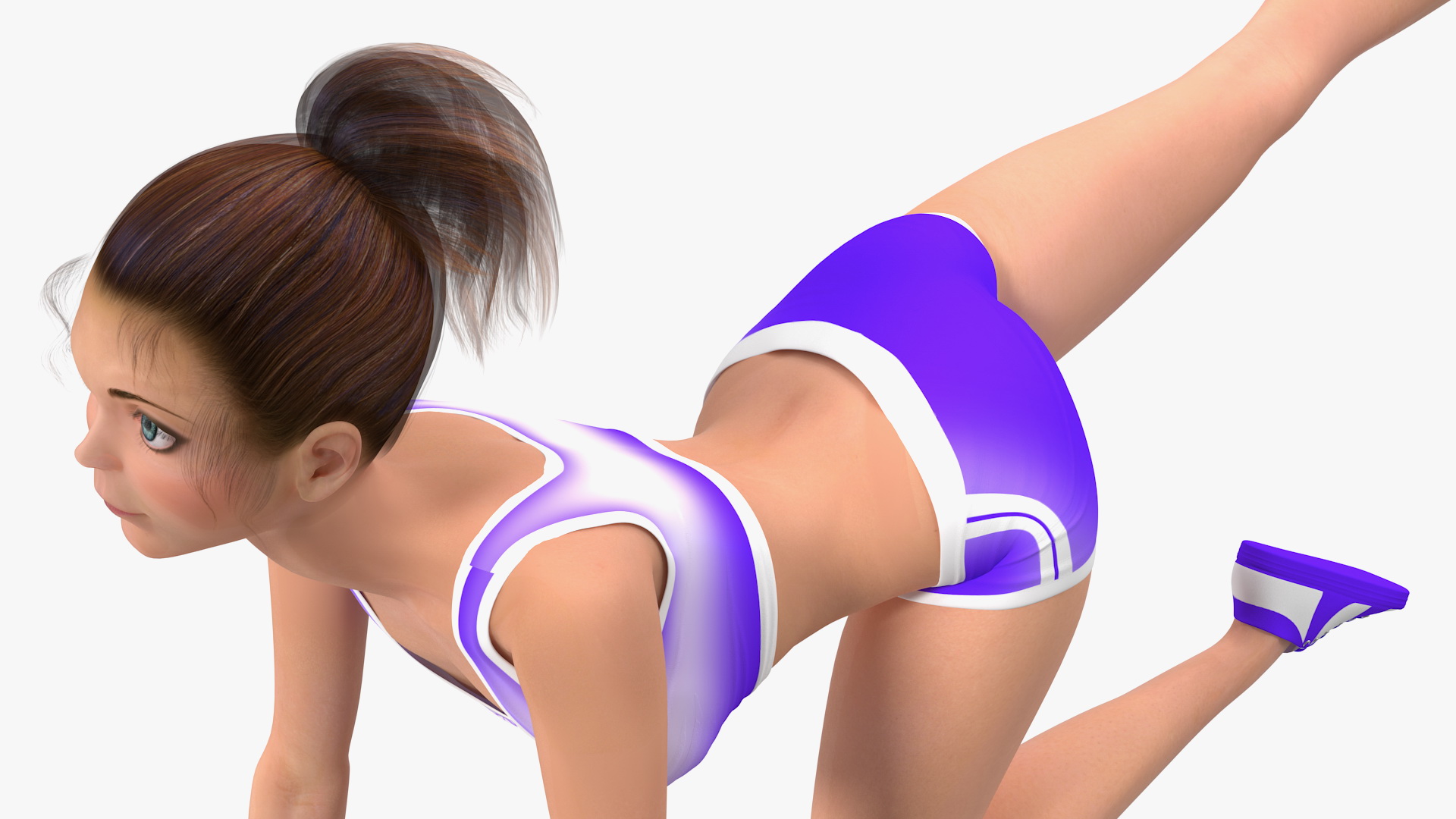 3D Cartoon Young Girl Doing Exercise model