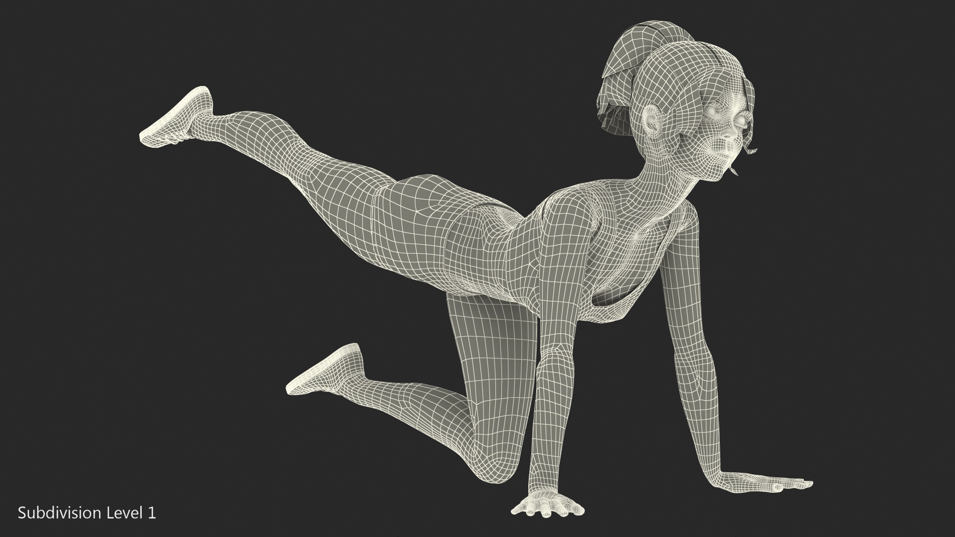 3D Cartoon Young Girl Doing Exercise model