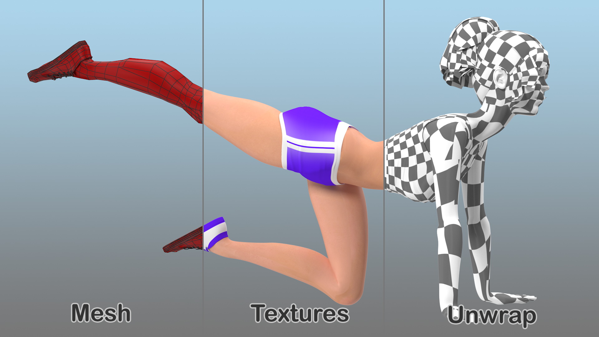 3D Cartoon Young Girl Doing Exercise model