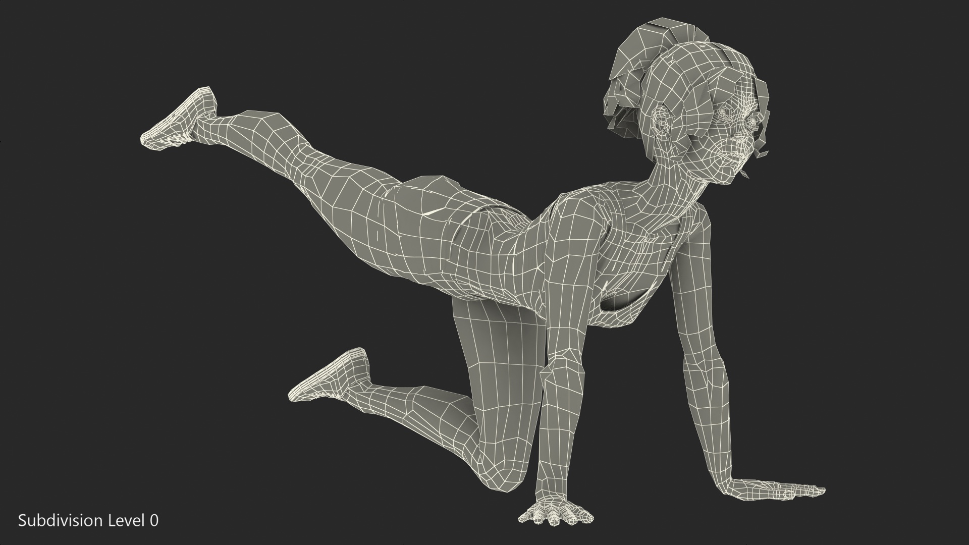 3D Cartoon Young Girl Doing Exercise model