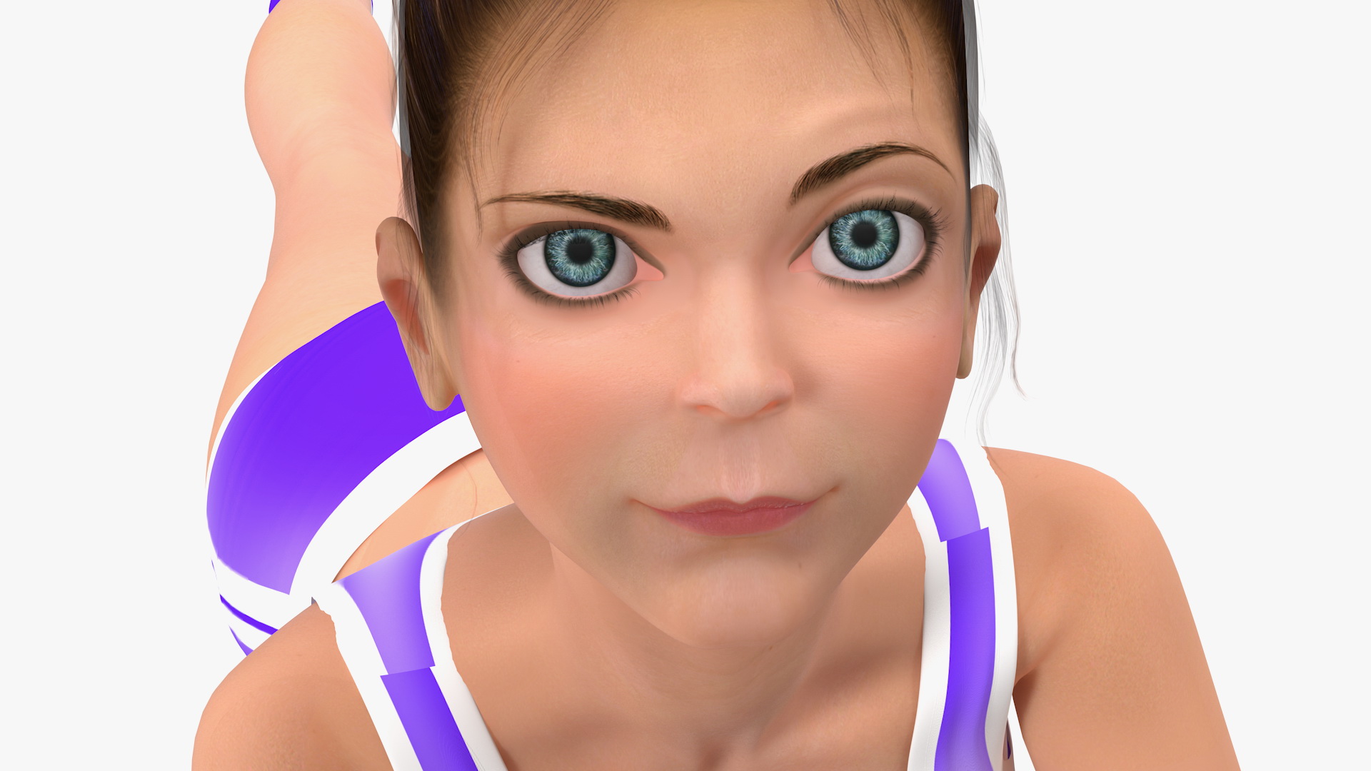 3D Cartoon Young Girl Doing Exercise model