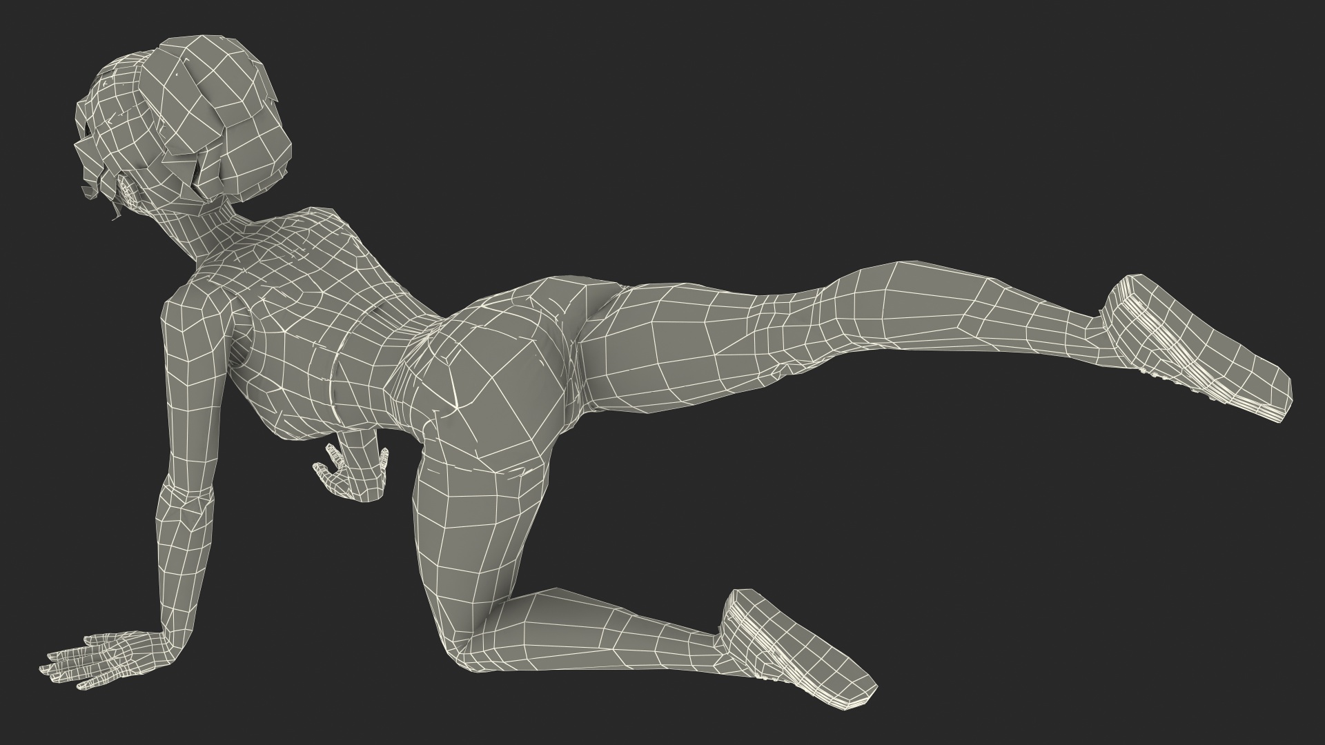 3D Cartoon Young Girl Doing Exercise model