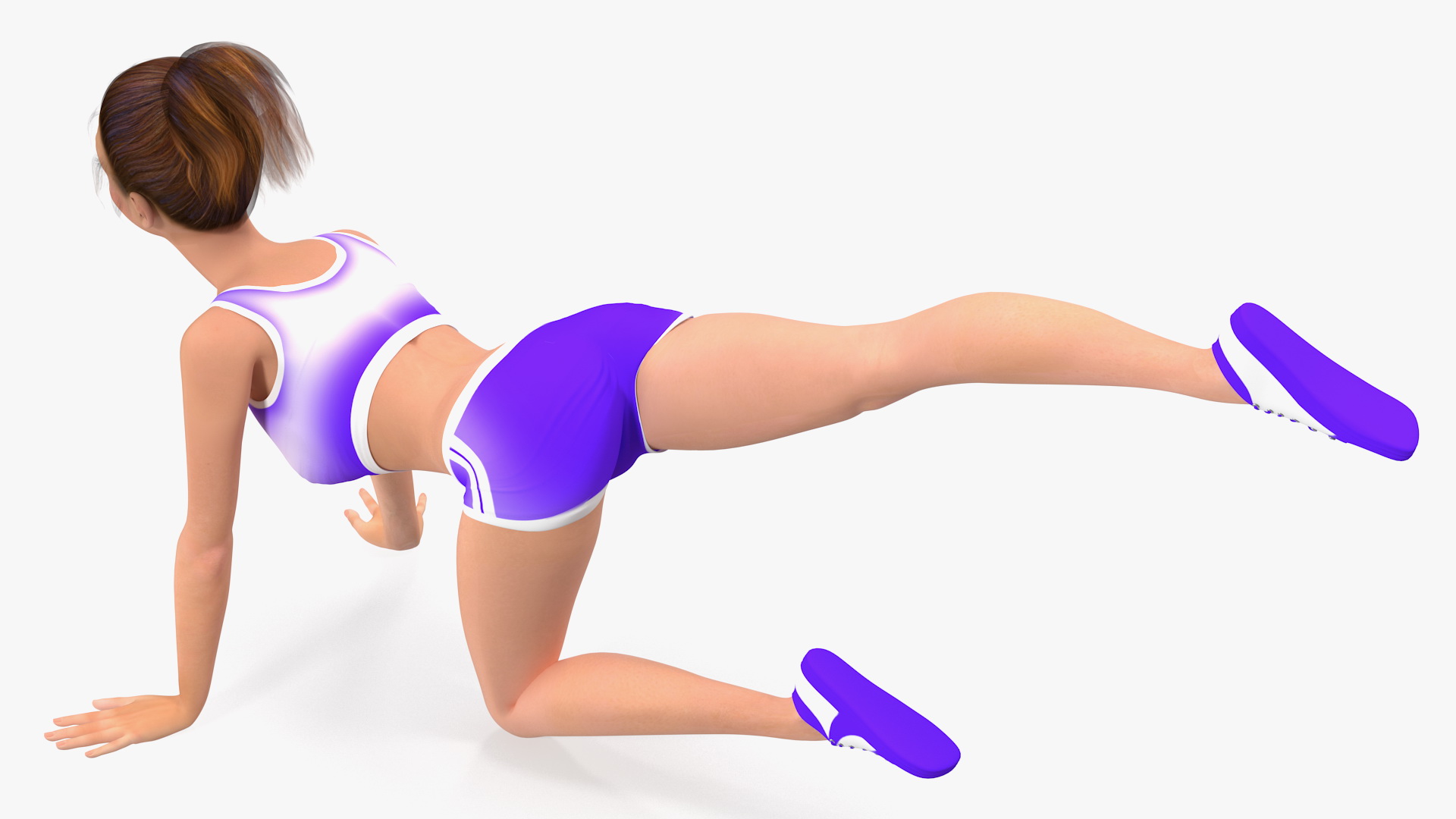 3D Cartoon Young Girl Doing Exercise model