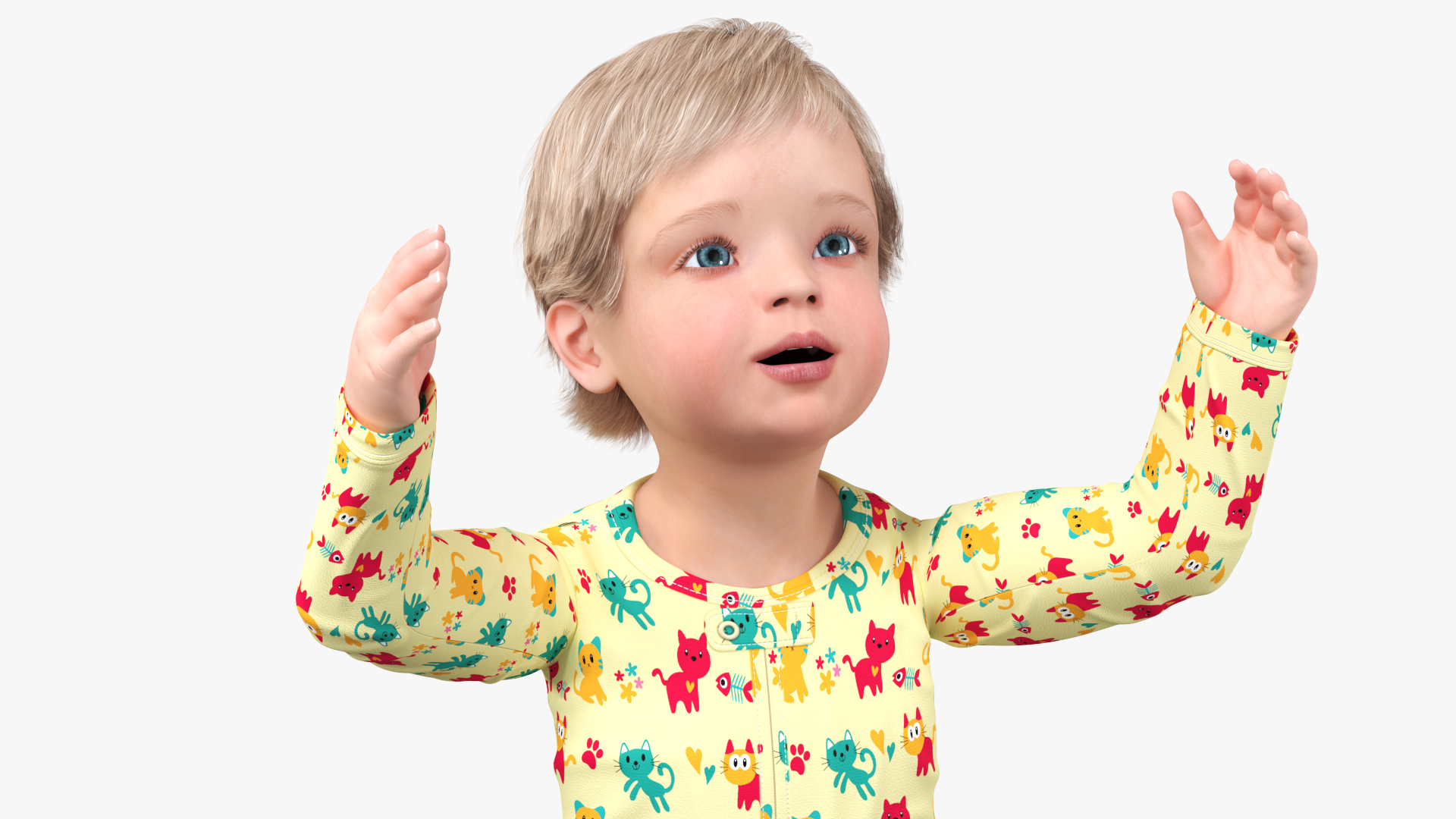 3D Toddler Aged 1 Year in Pajamas Rigged for Maya