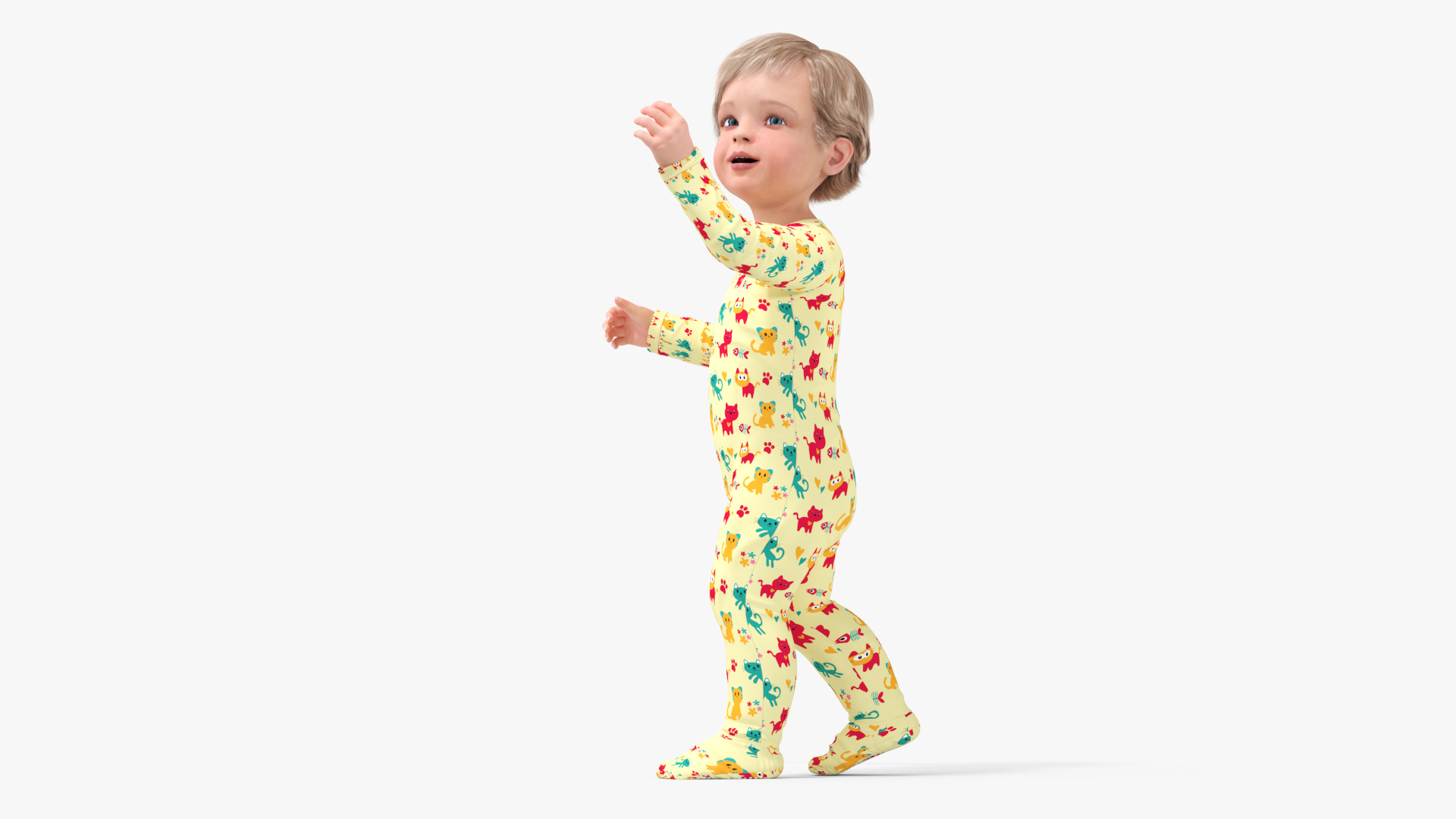 3D Toddler Aged 1 Year in Pajamas Rigged for Maya