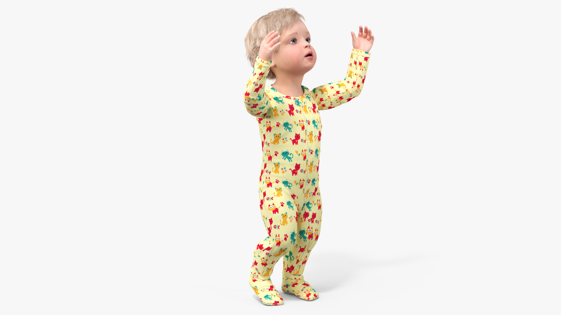 3D Toddler Aged 1 Year in Pajamas Rigged for Maya