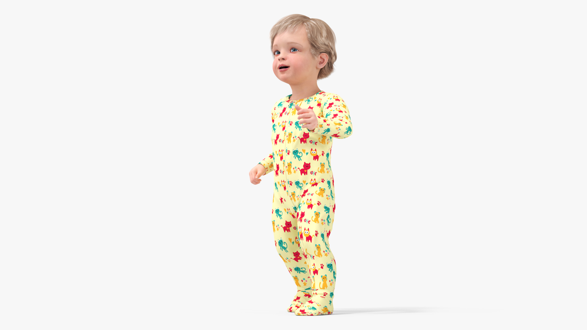 3D Toddler Aged 1 Year in Pajamas Rigged for Maya