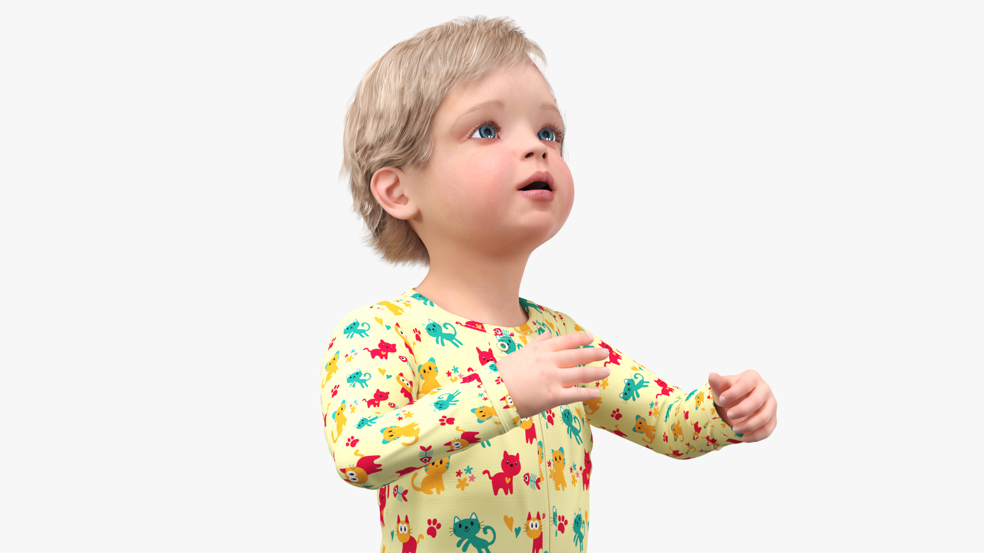 3D Toddler Aged 1 Year in Pajamas Rigged for Maya