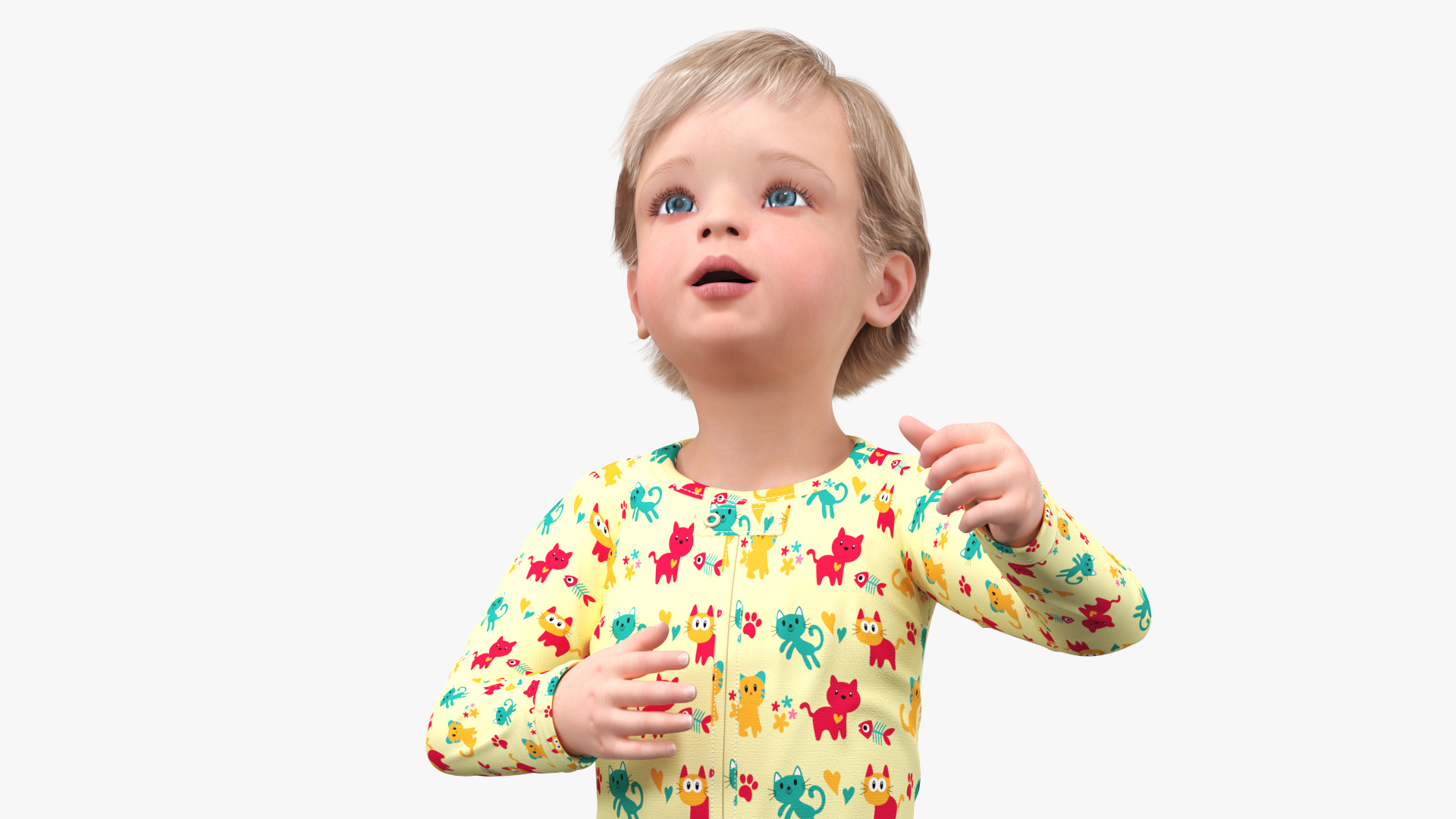 3D Toddler Aged 1 Year in Pajamas Rigged for Maya