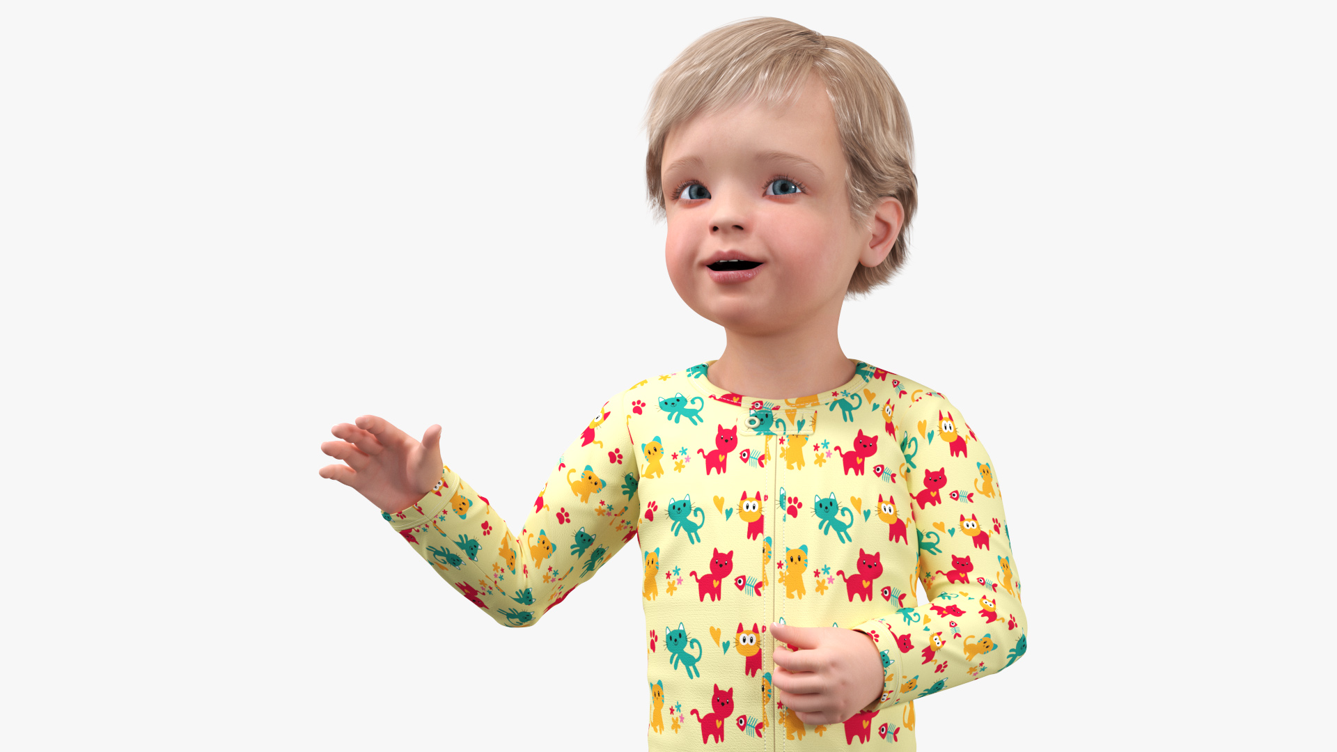 3D Toddler Aged 1 Year in Pajamas Rigged for Maya
