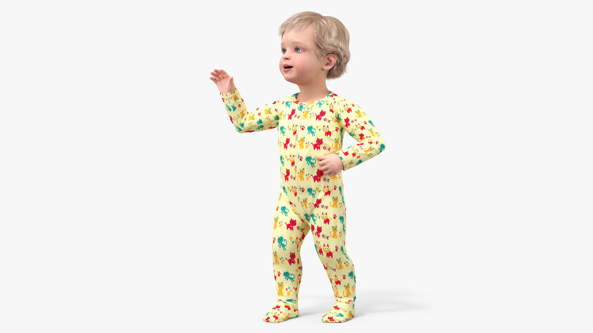 3D Toddler Aged 1 Year in Pajamas Rigged for Maya