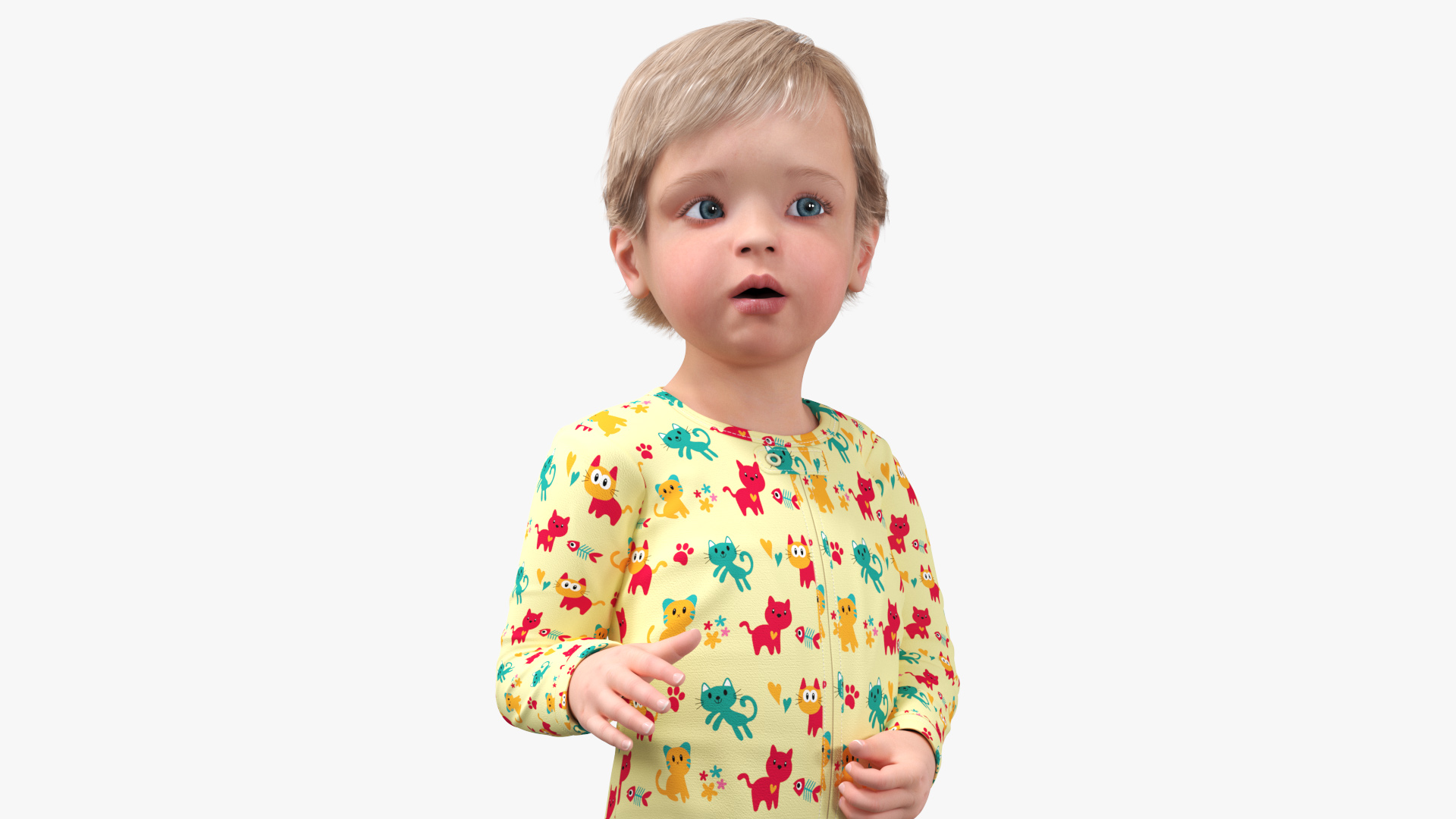 3D Toddler Aged 1 Year in Pajamas Rigged for Maya
