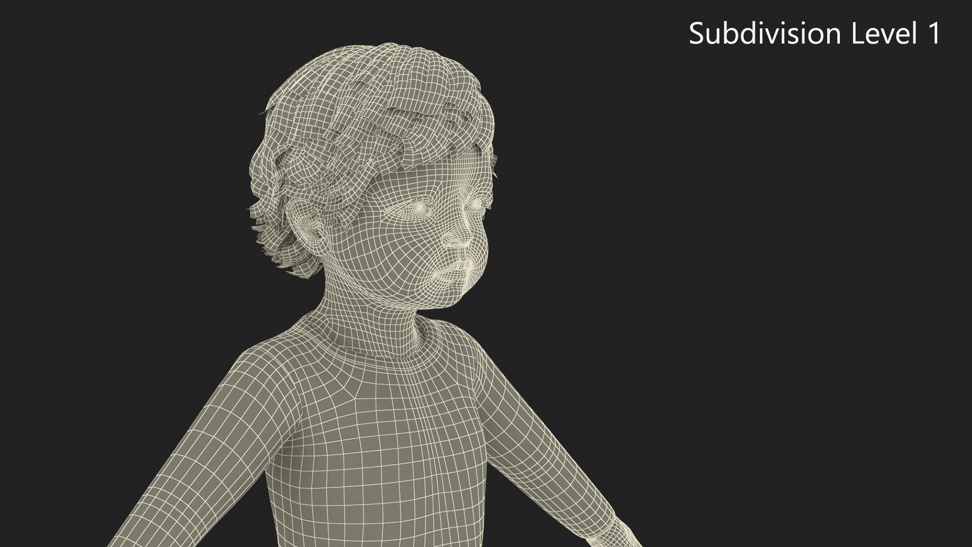 3D Toddler Aged 1 Year in Pajamas Rigged for Maya