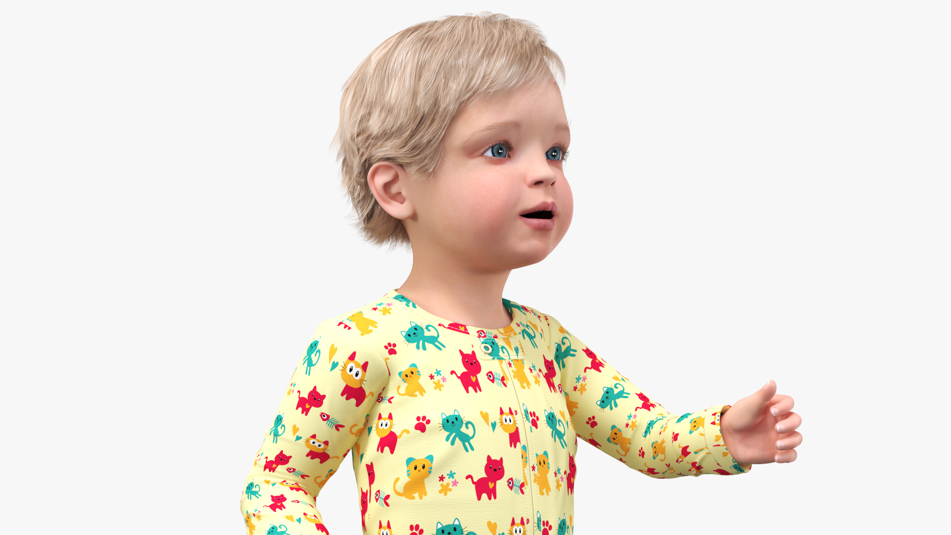 3D Toddler Aged 1 Year in Pajamas Rigged for Maya