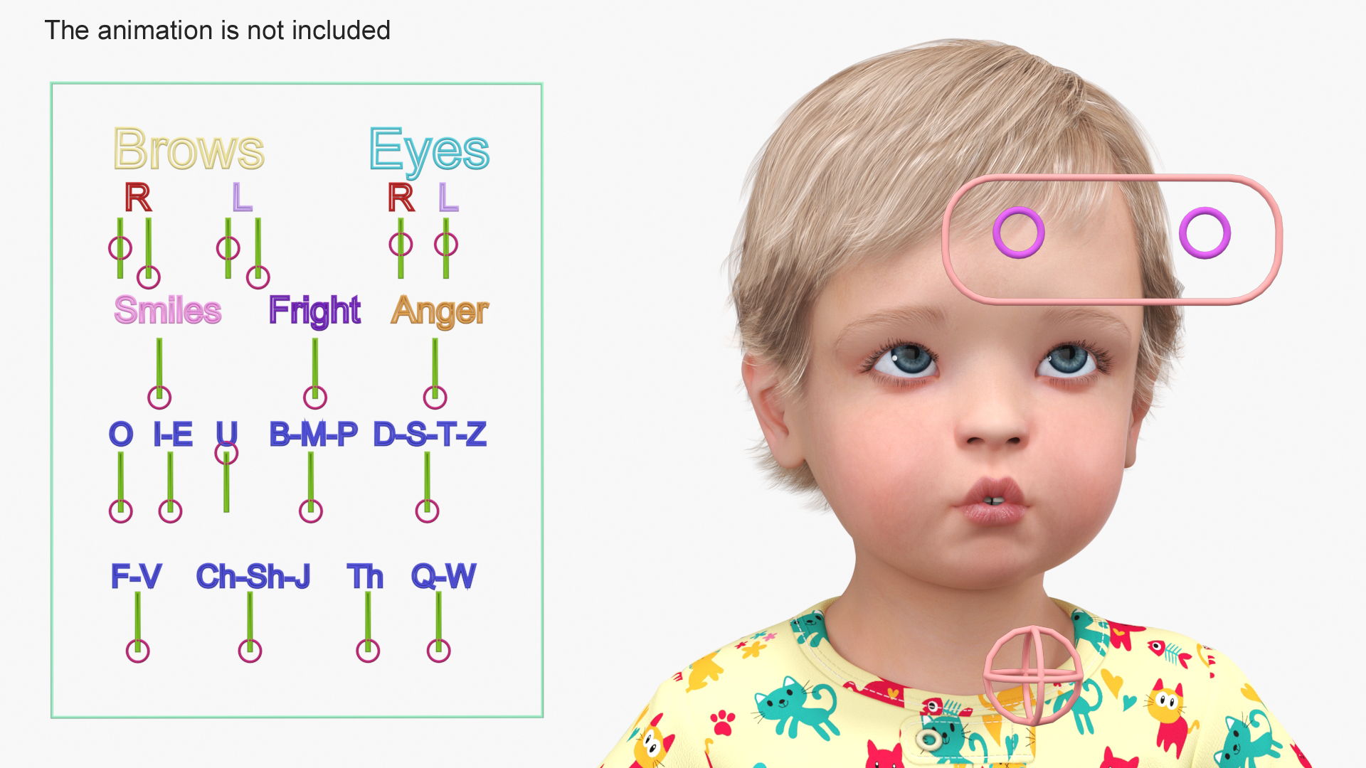 3D Toddler Aged 1 Year in Pajamas Rigged for Maya