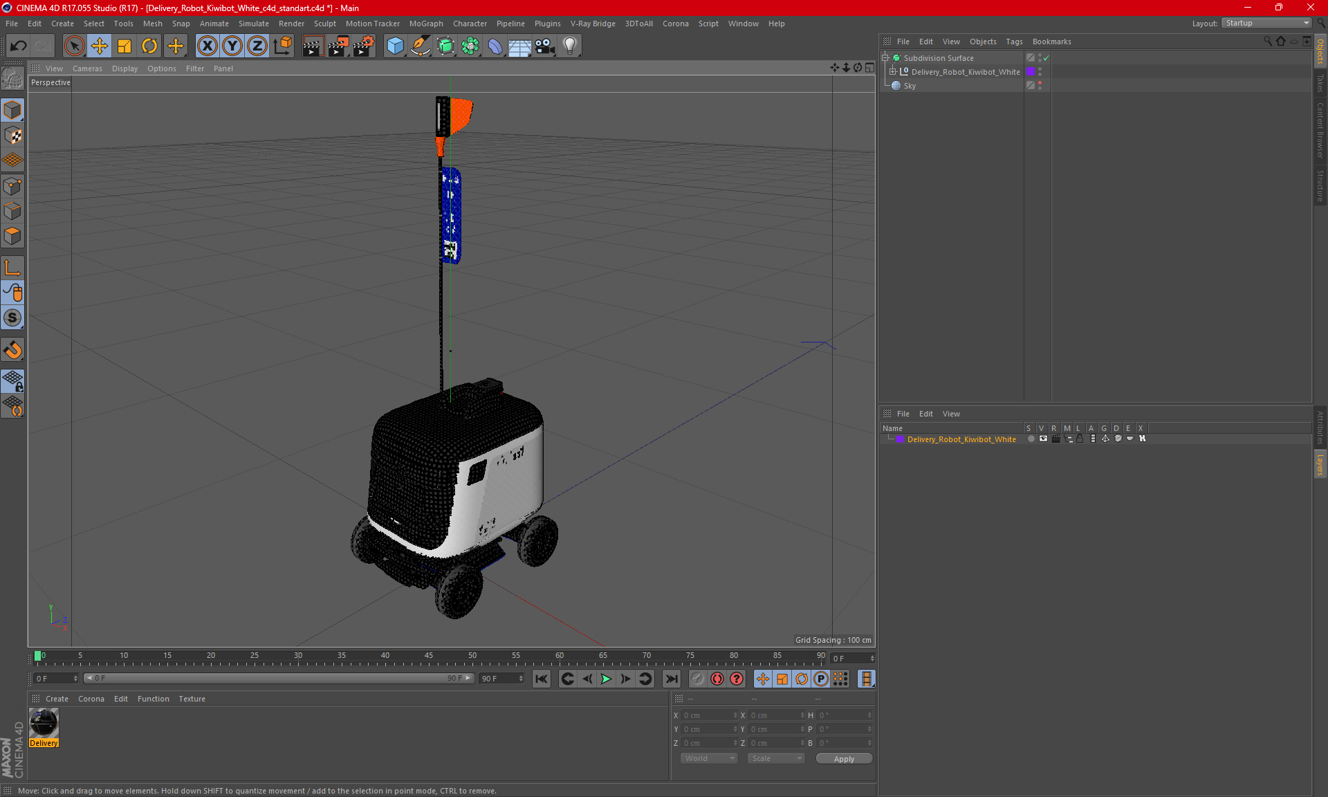 3D Delivery Robot Kiwibot White model