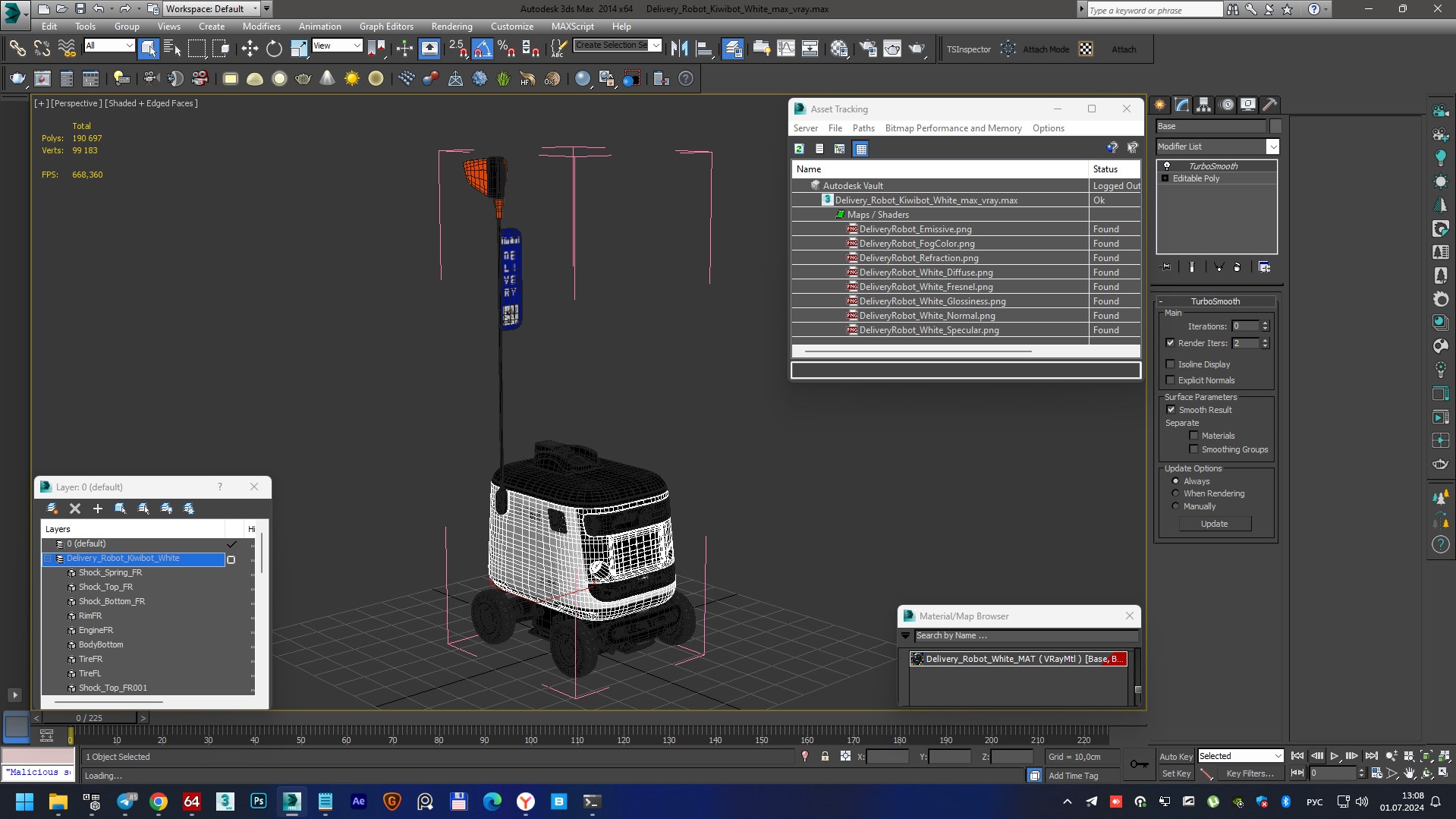 3D Delivery Robot Kiwibot White model