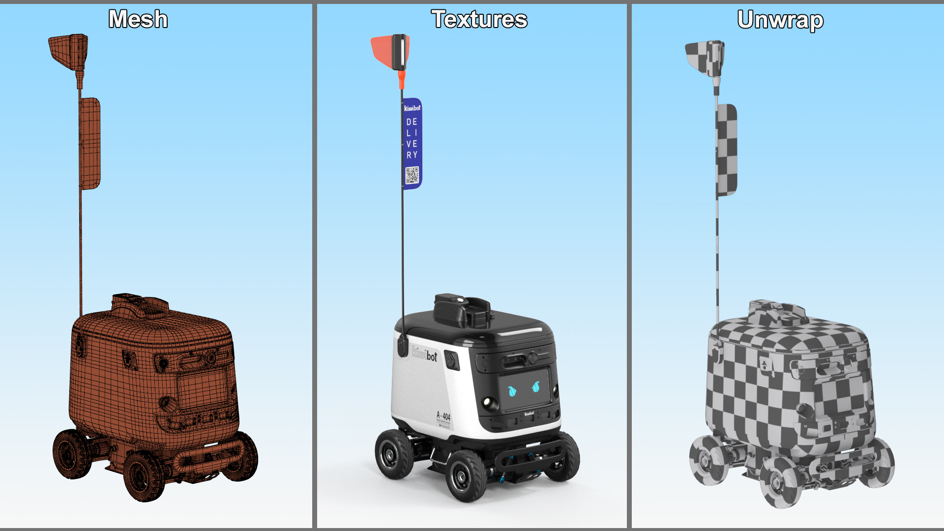 3D Delivery Robot Kiwibot White model