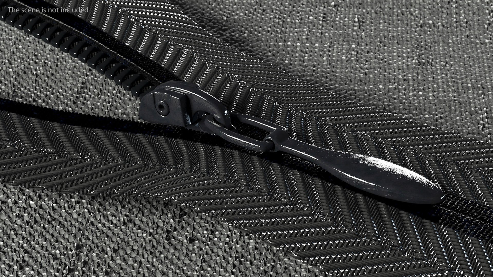 Concealed Zipper with Slider Black 3D model