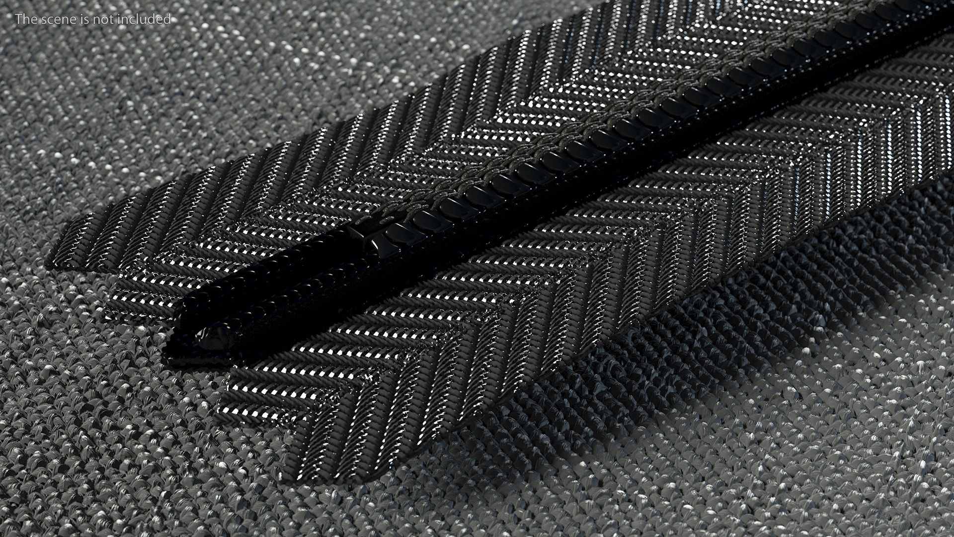 Concealed Zipper with Slider Black 3D model