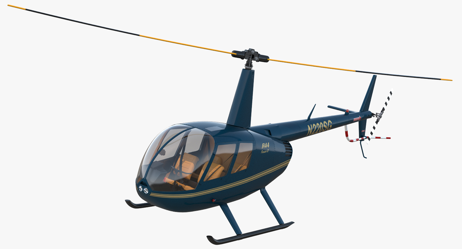 3D Light Helicopter Robinson R44 Rigged