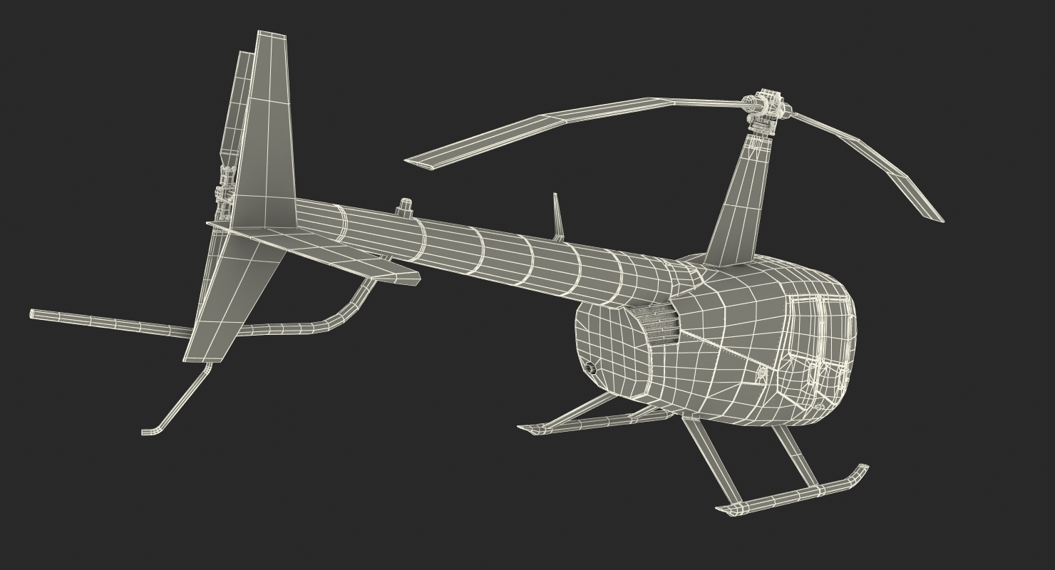 3D Light Helicopter Robinson R44 Rigged