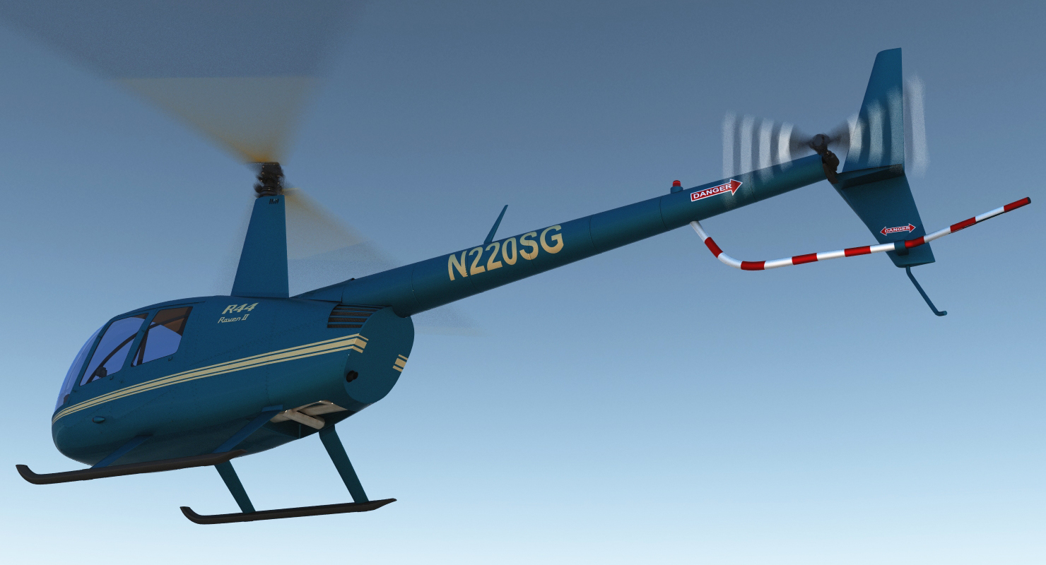 3D Light Helicopter Robinson R44 Rigged