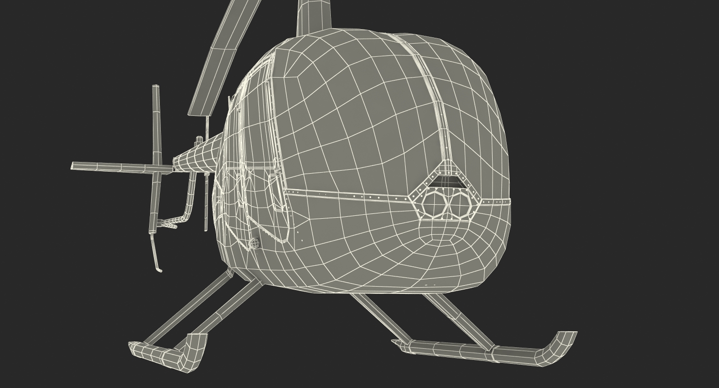3D Light Helicopter Robinson R44 Rigged