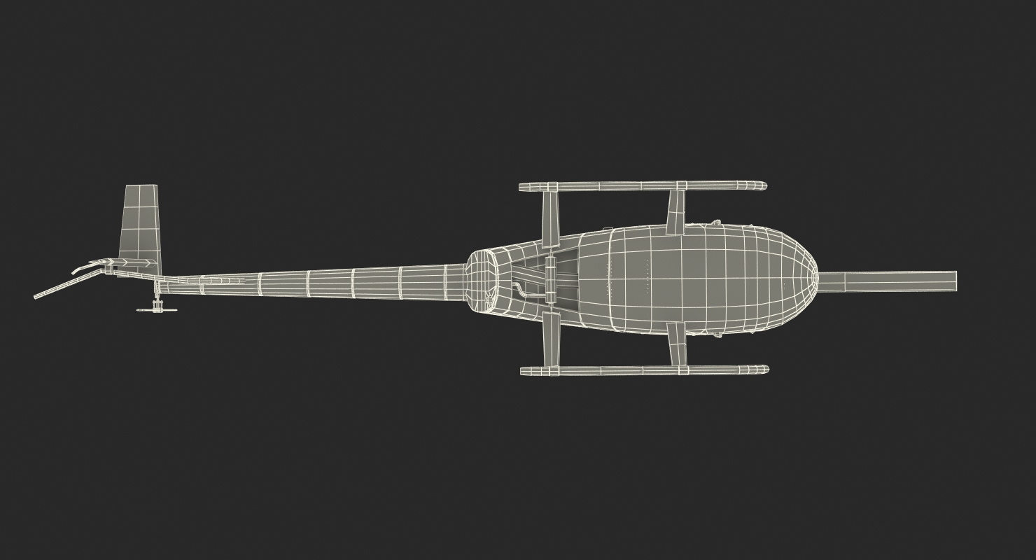 3D Light Helicopter Robinson R44 Rigged