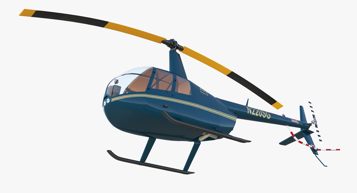 3D Light Helicopter Robinson R44 Rigged
