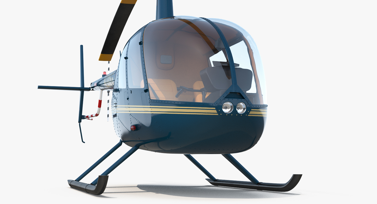 3D Light Helicopter Robinson R44 Rigged