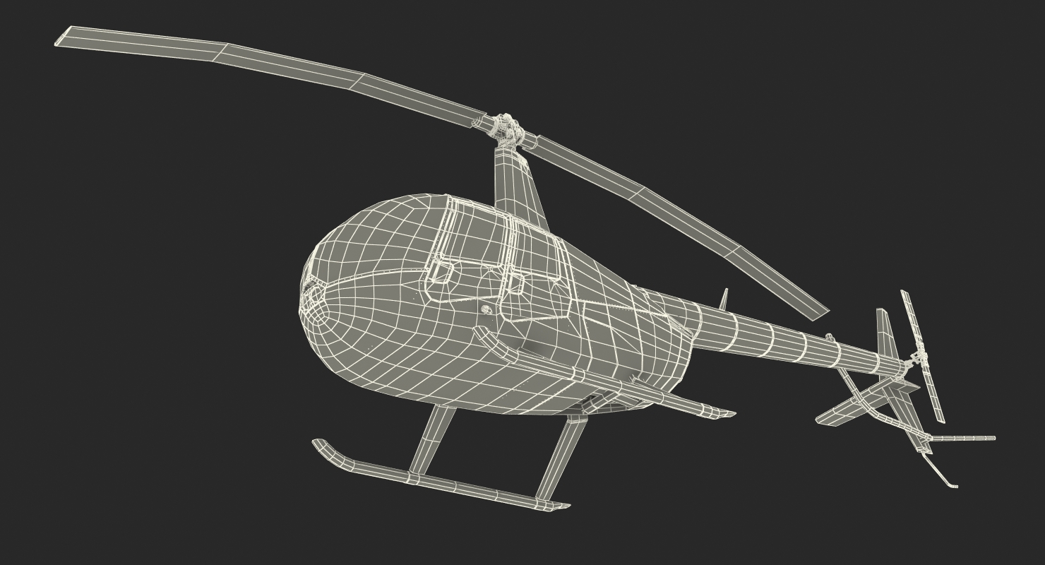 3D Light Helicopter Robinson R44 Rigged