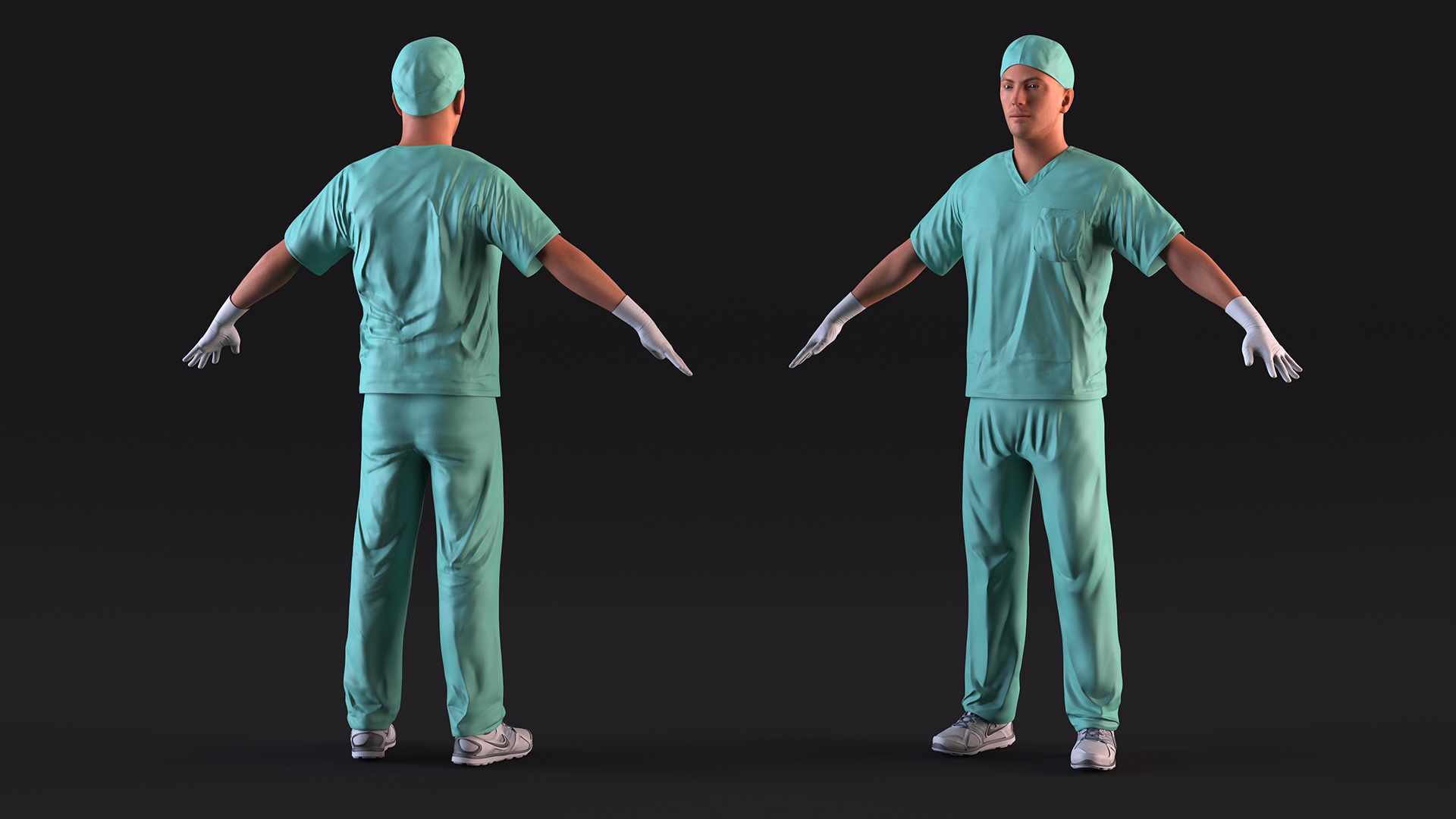 Male Doctor wearing Gloves Rigged for Maya 3D