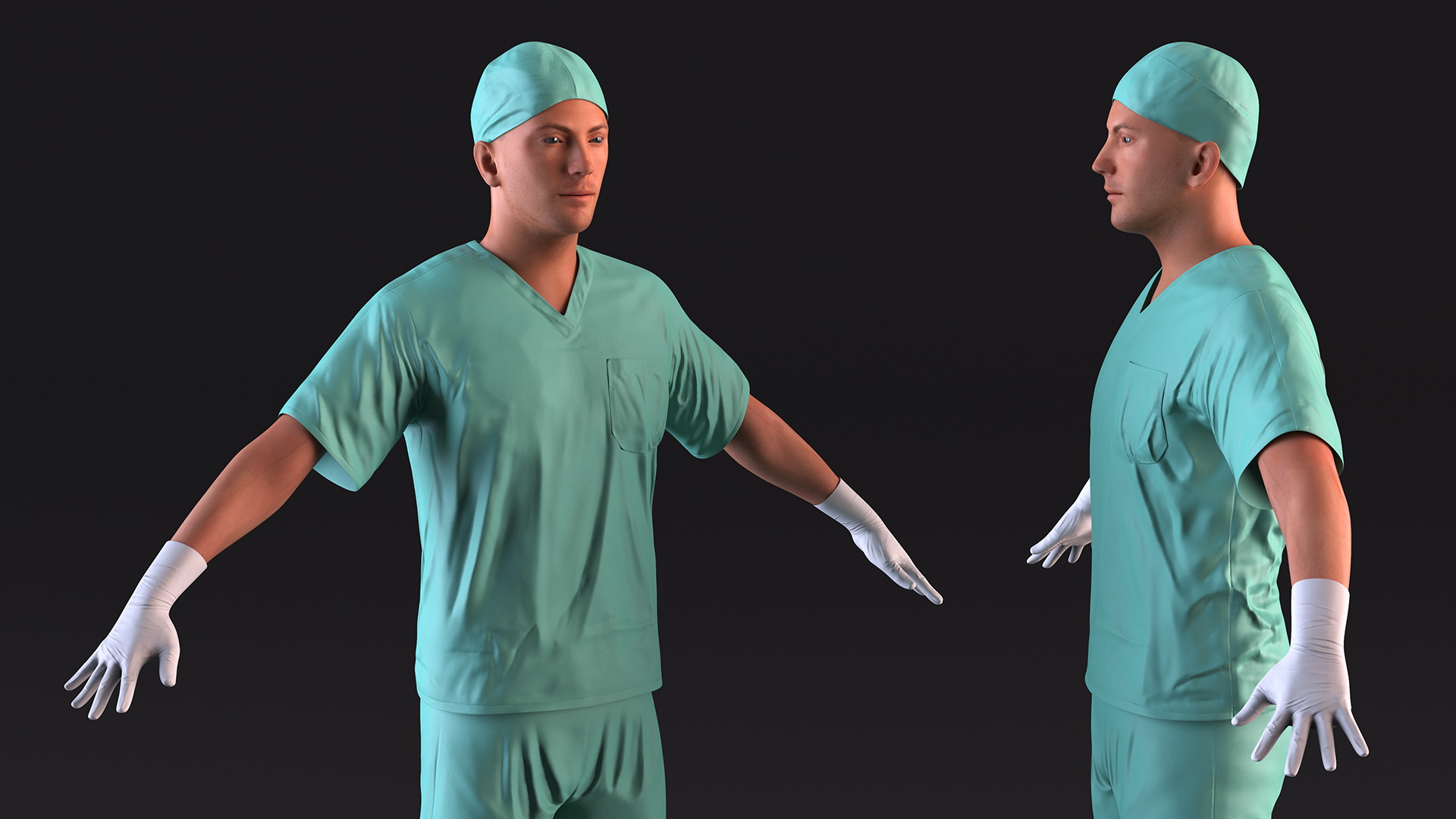 Male Doctor wearing Gloves Rigged for Maya 3D