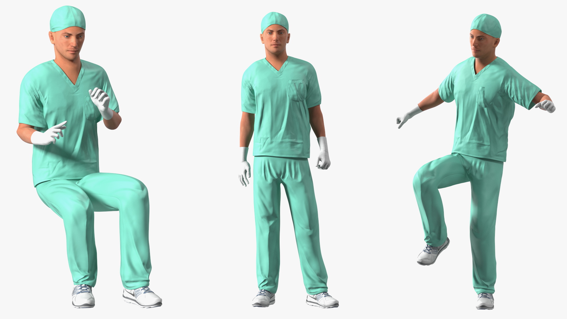 Male Doctor wearing Gloves Rigged for Maya 3D