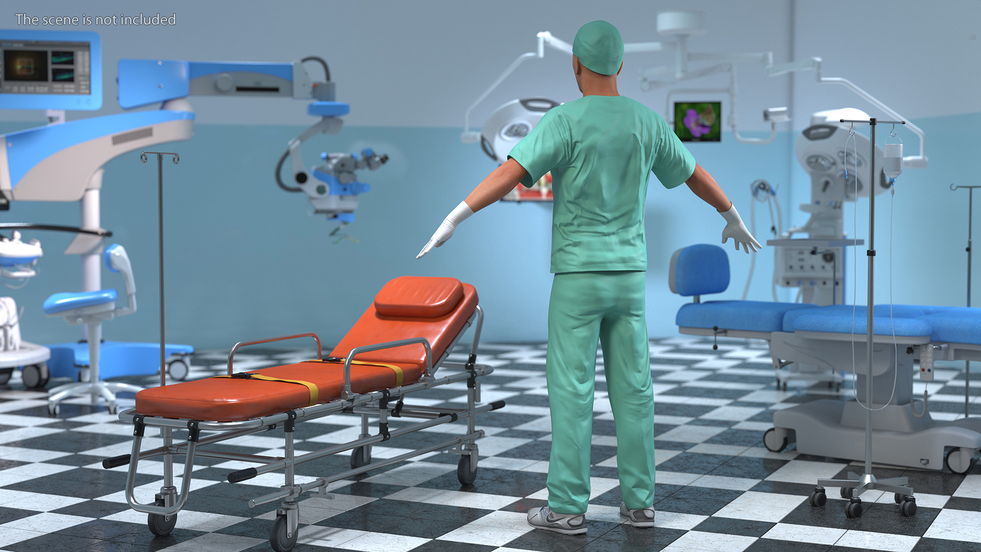 Male Doctor wearing Gloves Rigged for Maya 3D
