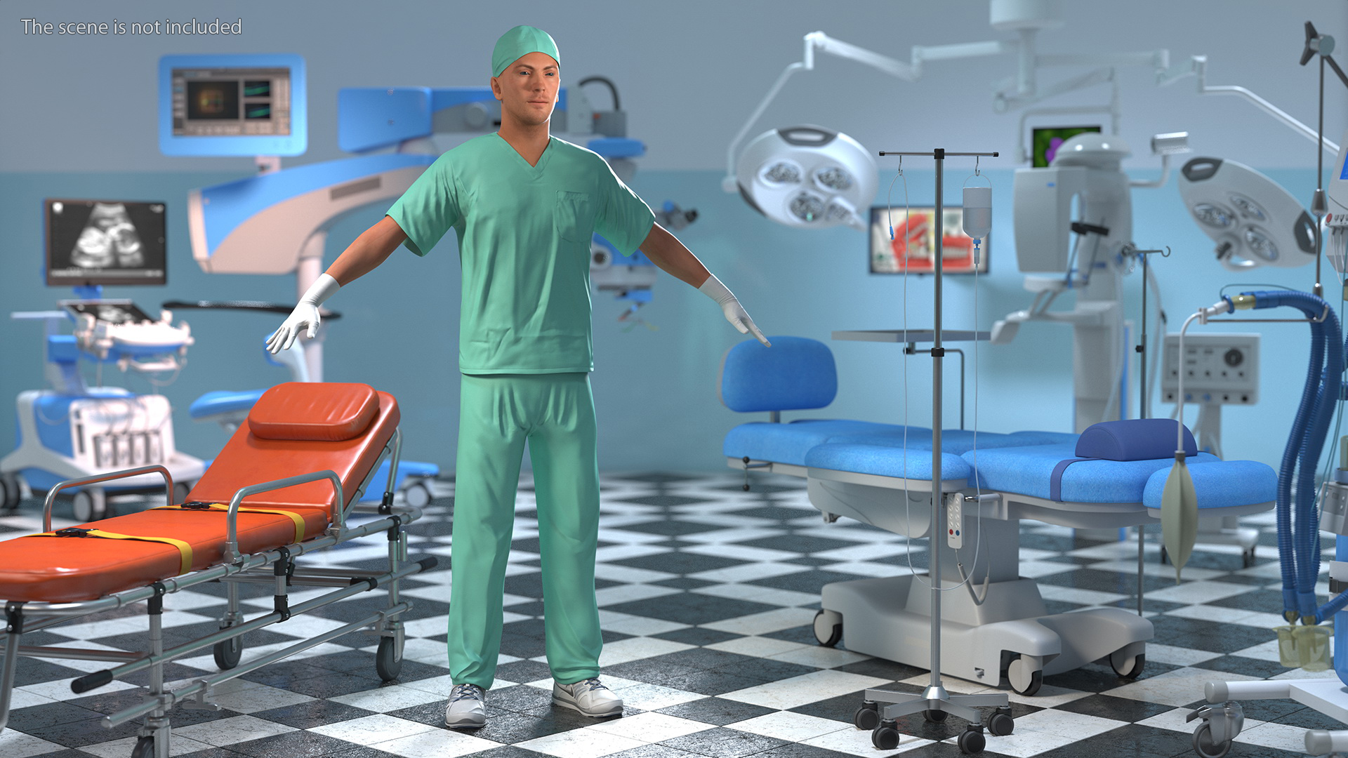 Male Doctor wearing Gloves Rigged for Maya 3D
