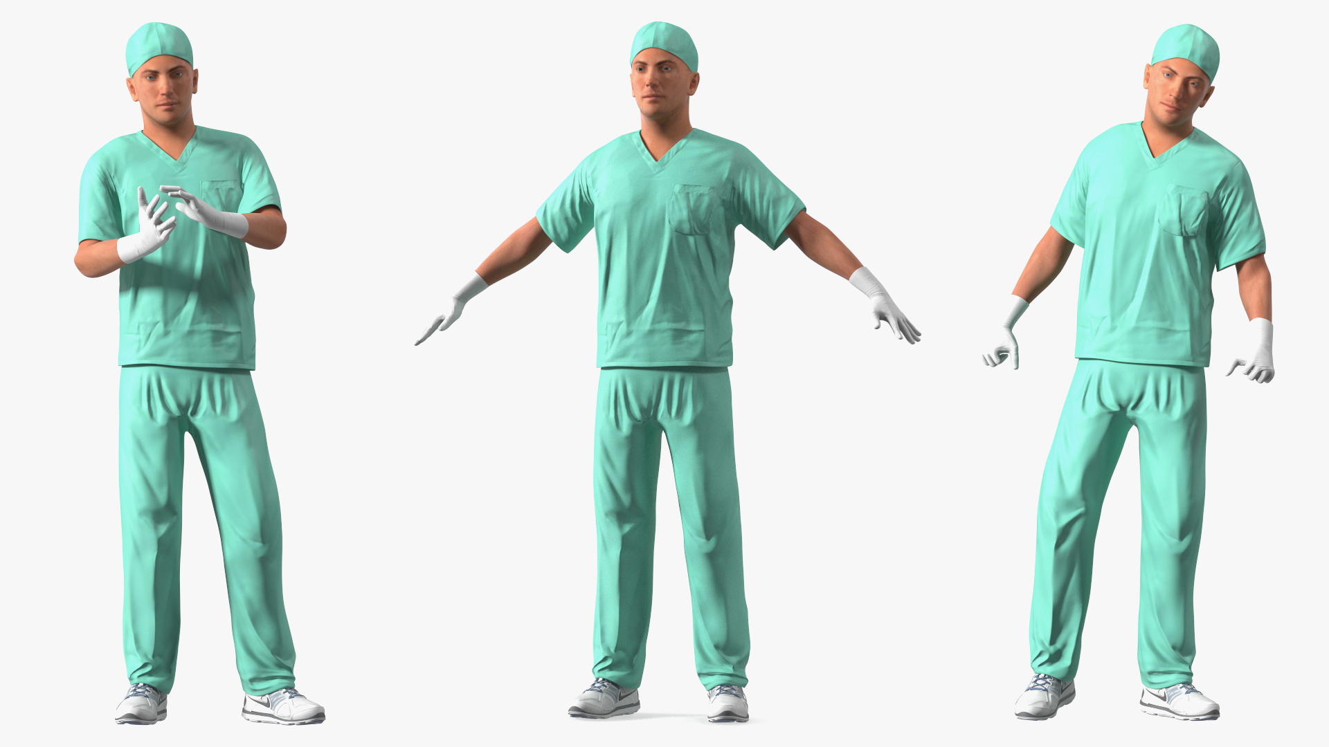 Male Doctor wearing Gloves Rigged for Maya 3D